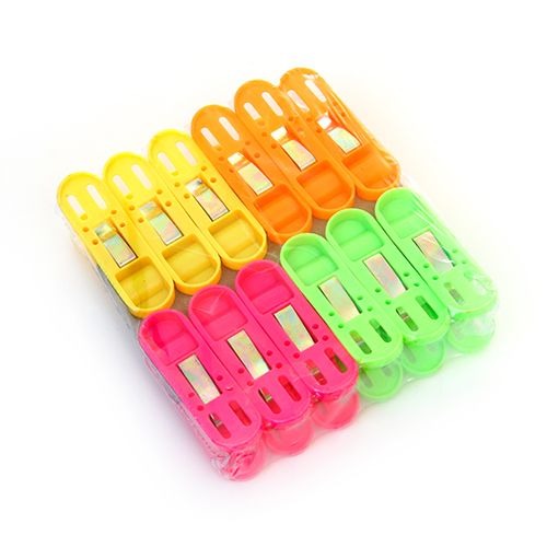 1368 Cloth Drying Non-Slip Light Plastic Clips (Multicolour) (Pack of 12)