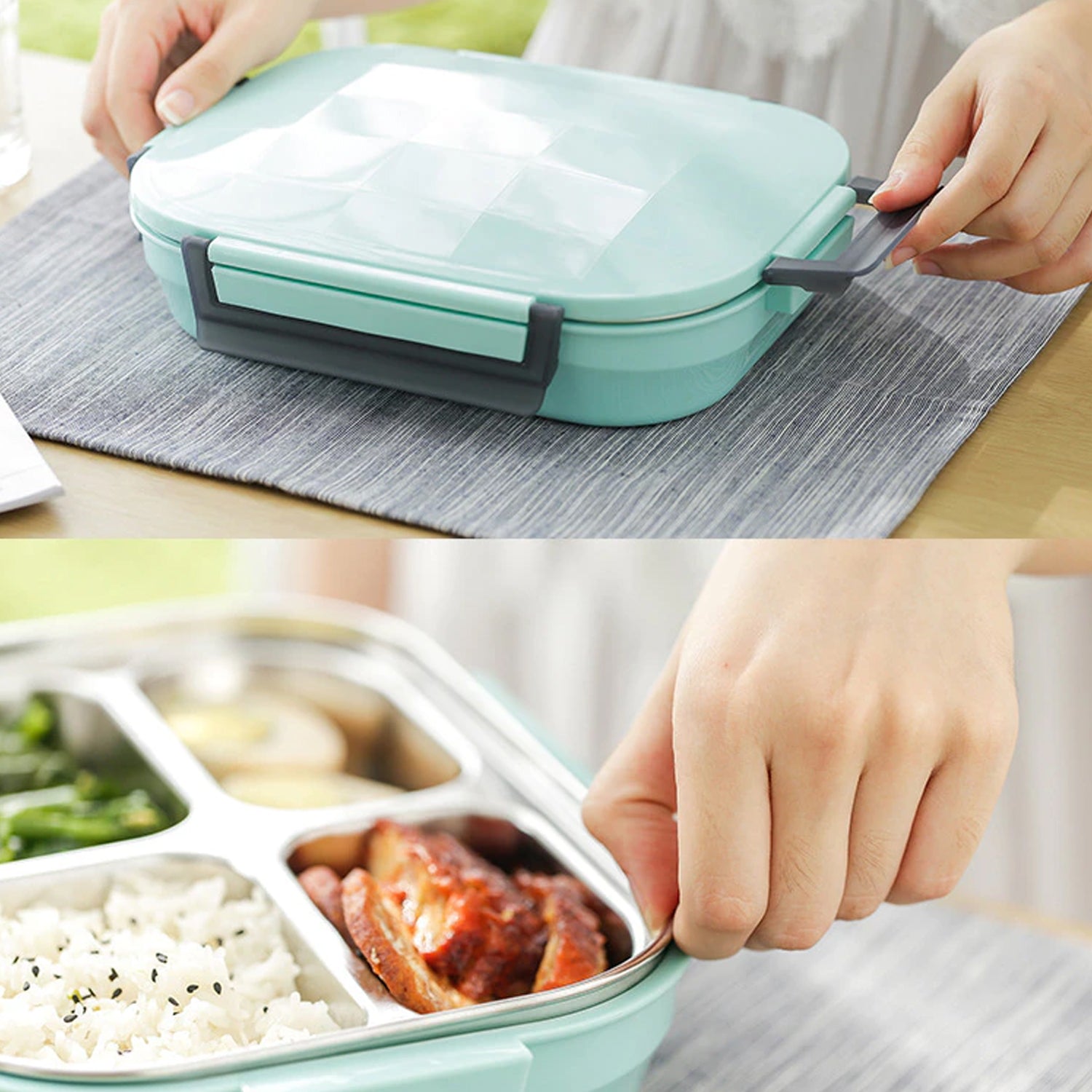 2978 Lunch Box for Kids and adults, Stainless Steel Lunch Box with 4 Compartments.