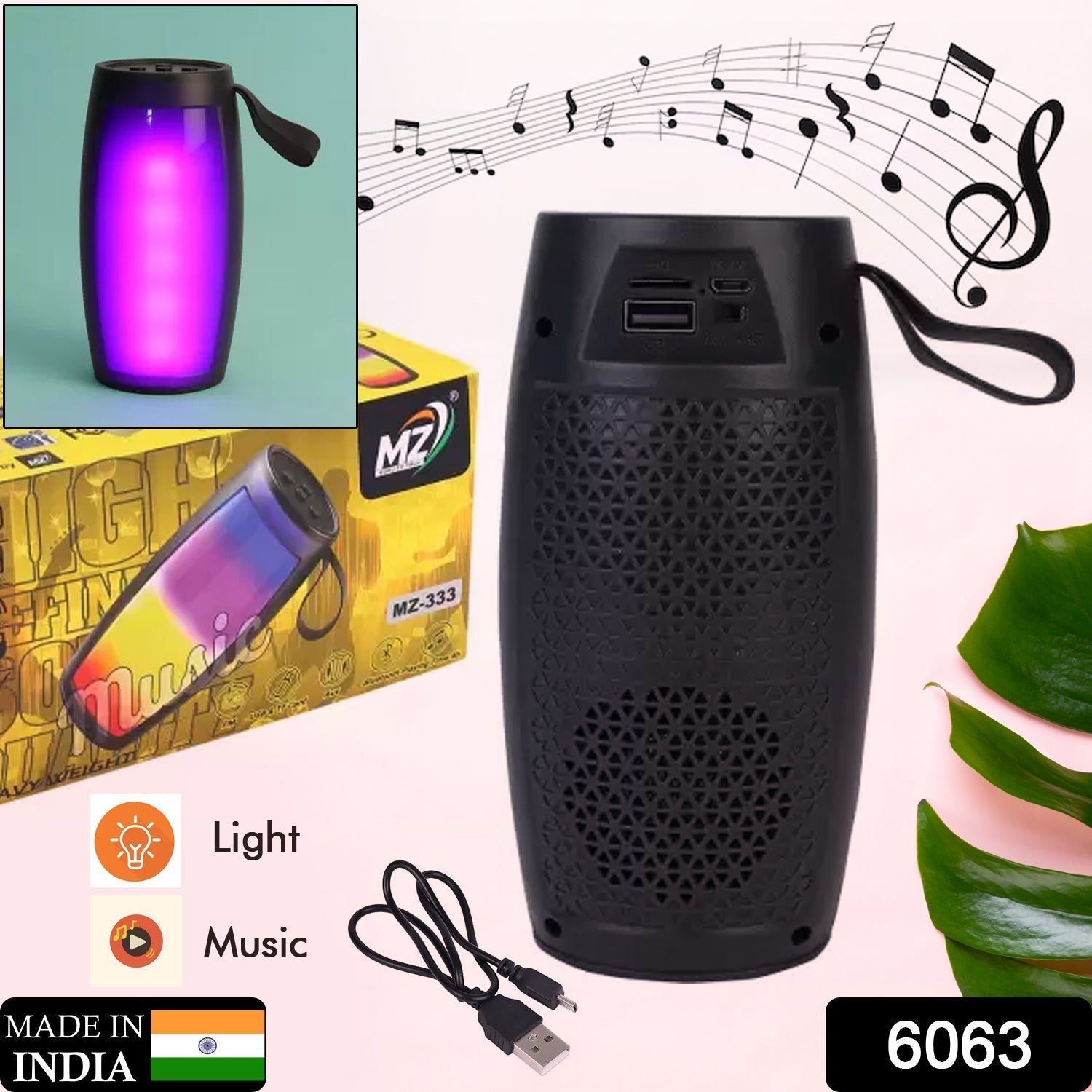 6063 Wireless Bluetooth Speaker Disco light Speaker For Traveling , Party , Home & Office Use Best Speaker