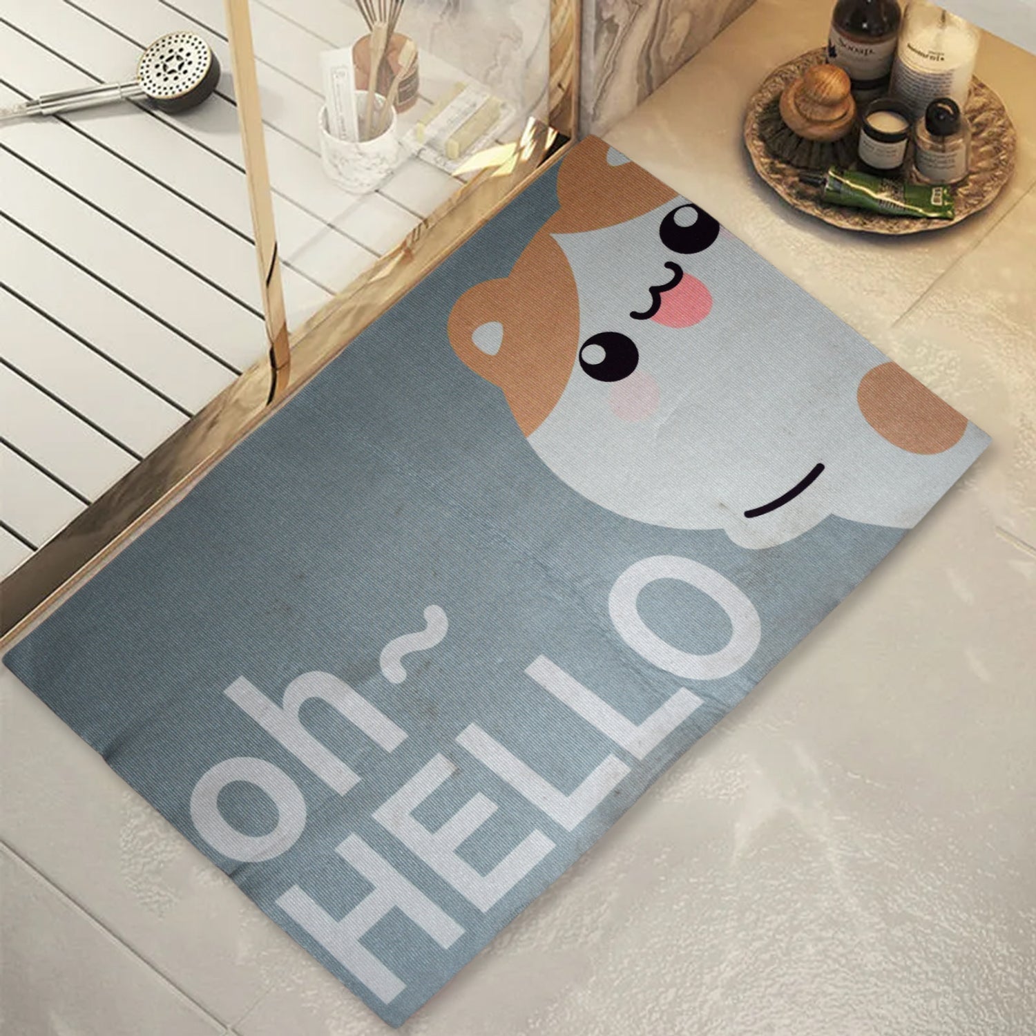 4036 Square Bathroom mat Water Absorbent mats Diatomite Door Mat Anti-Slip Bath Mat Quick Drying Absorbent mat for Home, Kitchen (59x40) (Mix Design)