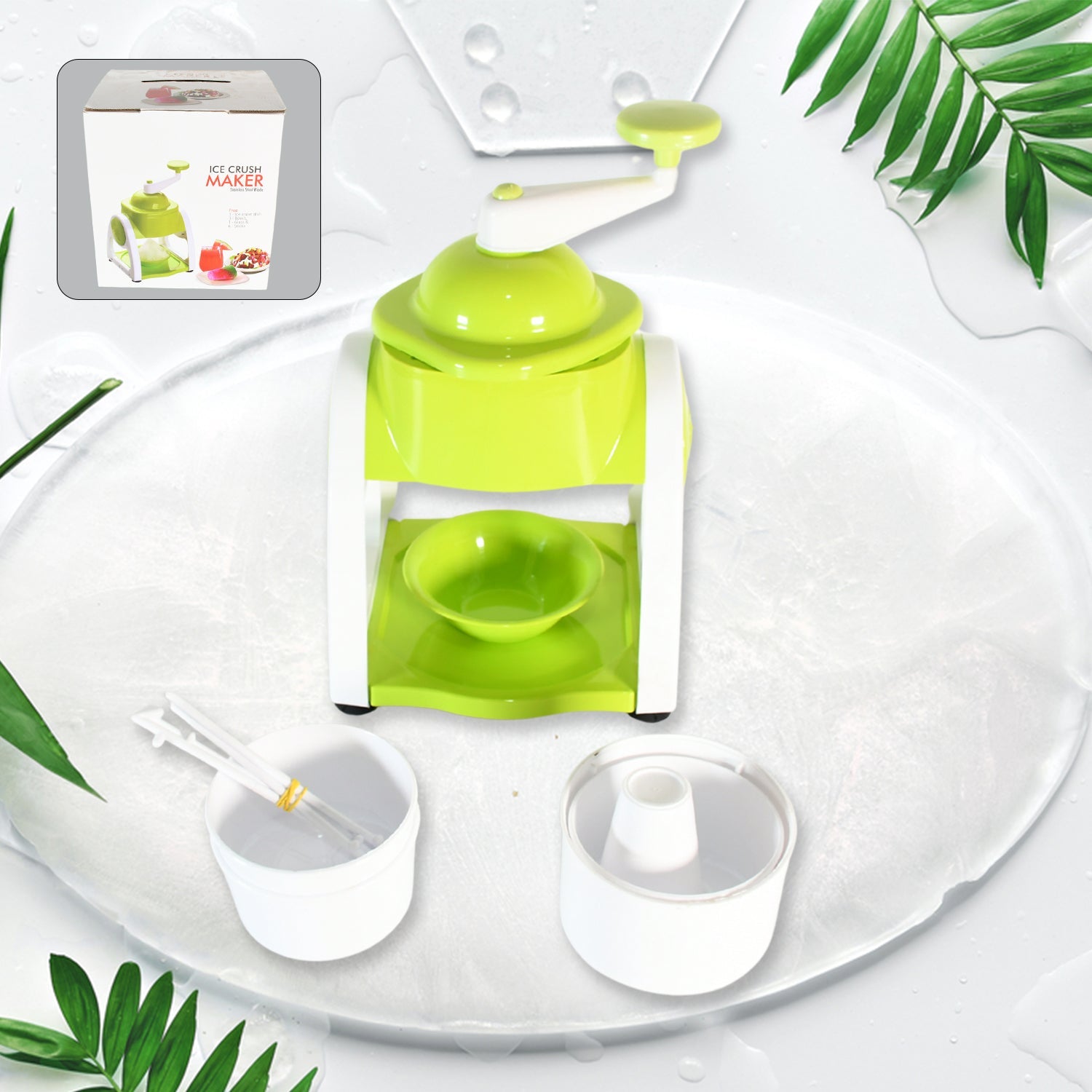 8202 Miracle Small Plastic Ice Gola Maker Ice snowmaker Machine | Ice Crusher | Indoor Outdoor Manual With Steel Blade & Anti slip Grip (1 Pc)