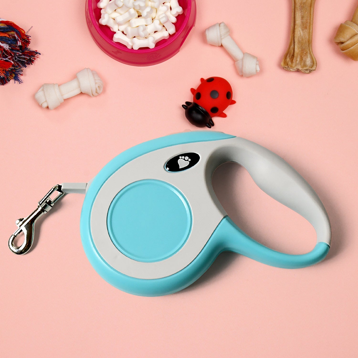 8519 Retractable Dog Leash, Pet Walking Leash with Anti-Slip Handle, Strong Nylon Tape, Tangle-Free, One-Handed One Button Lock & Release, Suitable for Small / Medium Dog Or Cat, 16.5 ft (5 m)