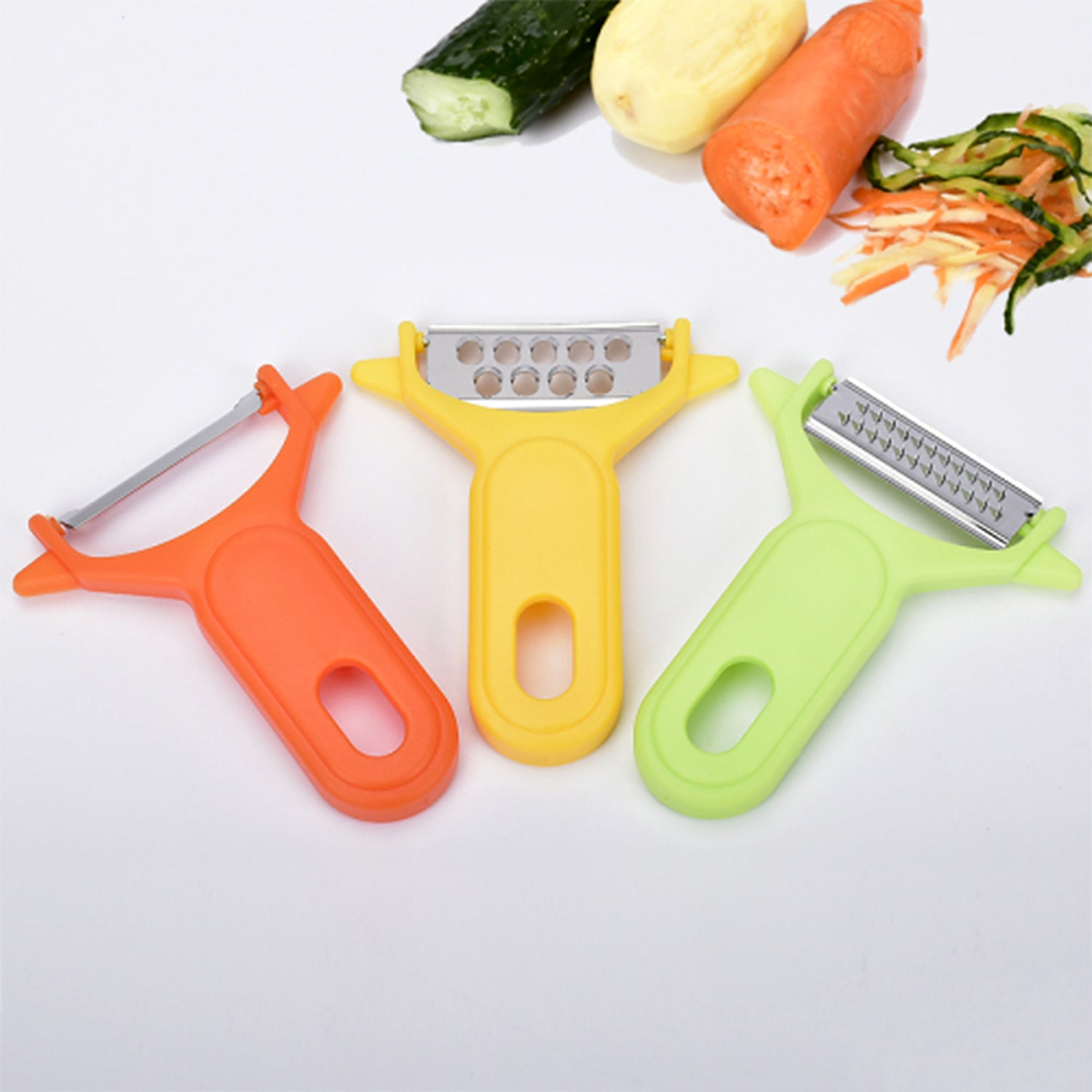 10038 Peeler Slicers Shredders for Fruits and Vegetables, Cutter, Grater Kitchen Helper, Potato Fruits Peeler, Stainless Steel Sharp Blade with Non-Slip Handle (3 Pcs Set)