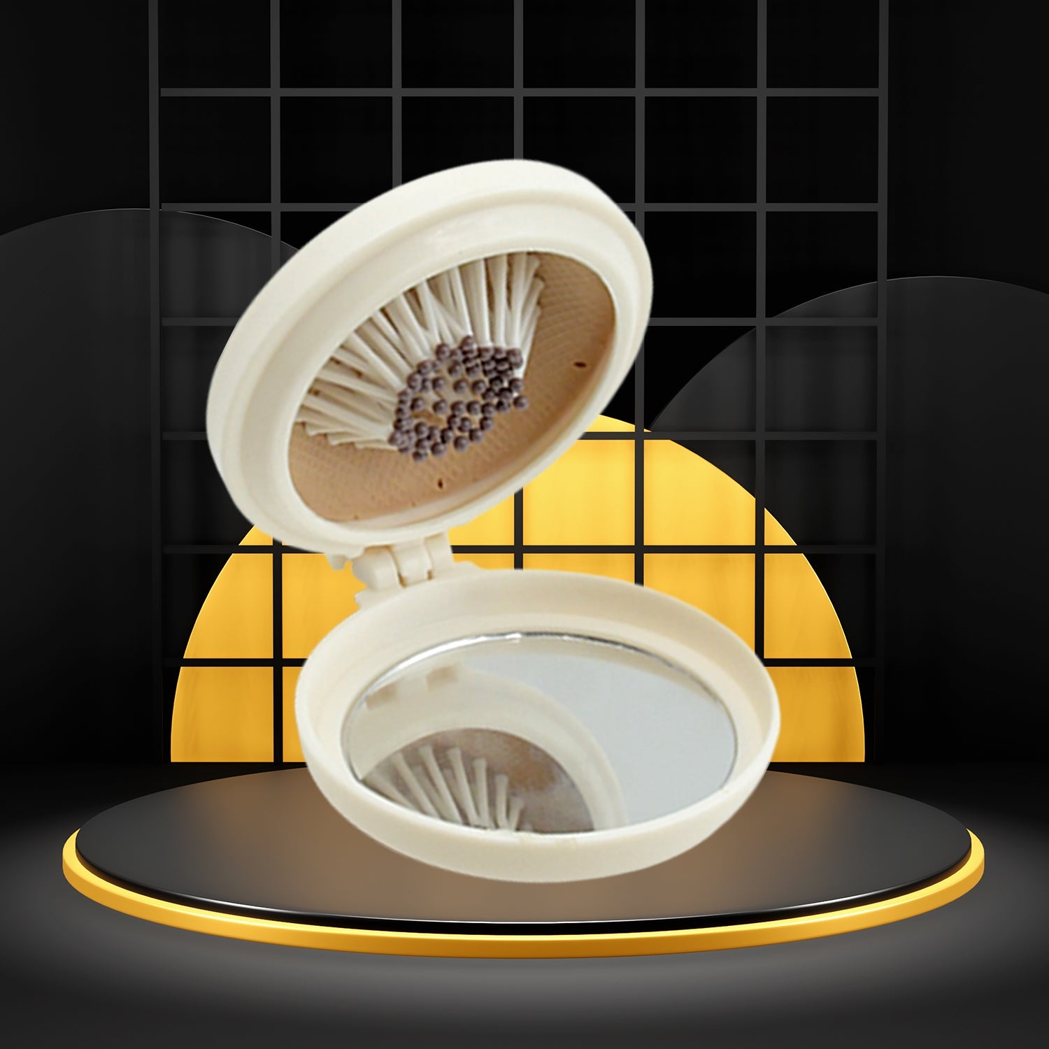 8412 Foldable Travel Mirror Hair Brushes, 1pc Round Portable Folding Pocket Hair Brush, Mini Hair Comb Compact Travel Size, Hair Massage Comb, For Men Women And Girls