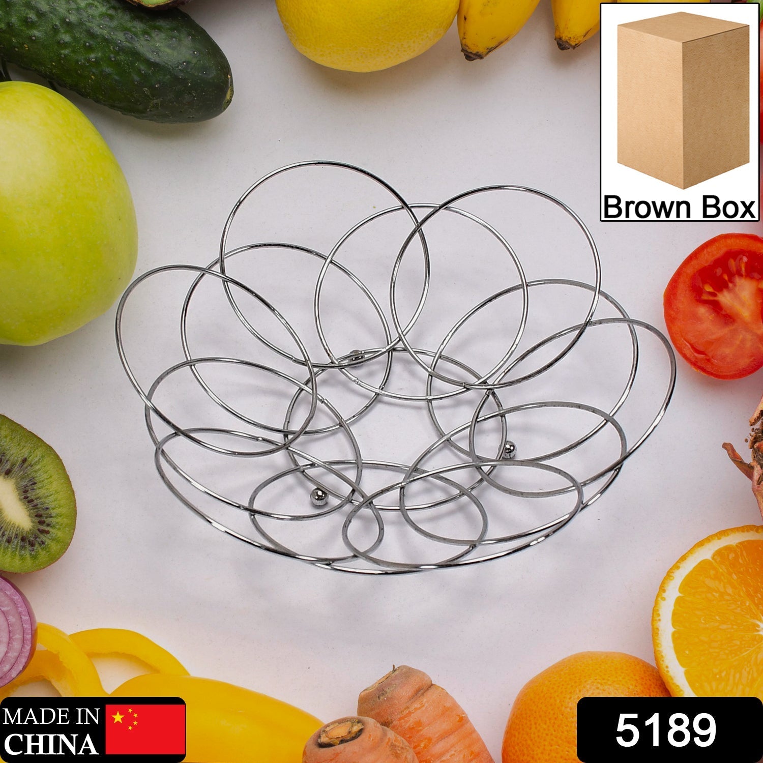 5189 Fruit Storage Bowl Steel 39cm For Kitchen & Home Use