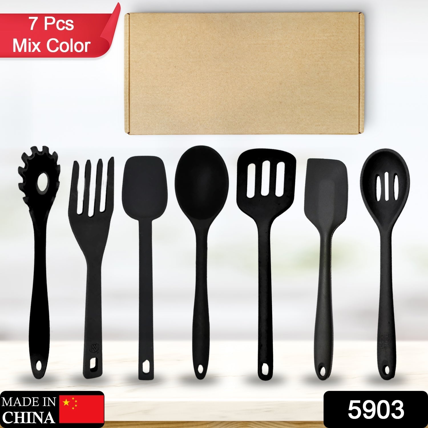 5903 SILICON NON-STICK HEAT RESISTANT KITCHEN TOOL COMBO PREMIUM SILICON ITEMS 7PC ITEM COMBO