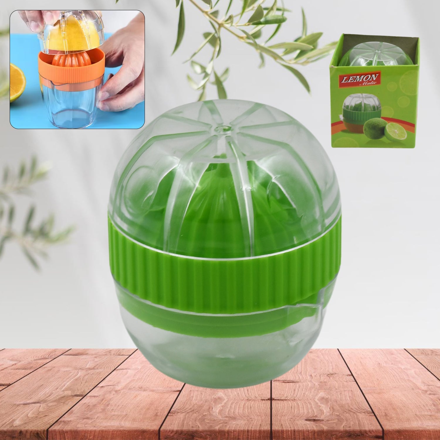 10055 Manual Drink Orange Lemon Citrus Lime Fruit Juice Juicer Squeezer, BPA Free, Press & Pourer With Lid Plastic Manual (1 Pc)