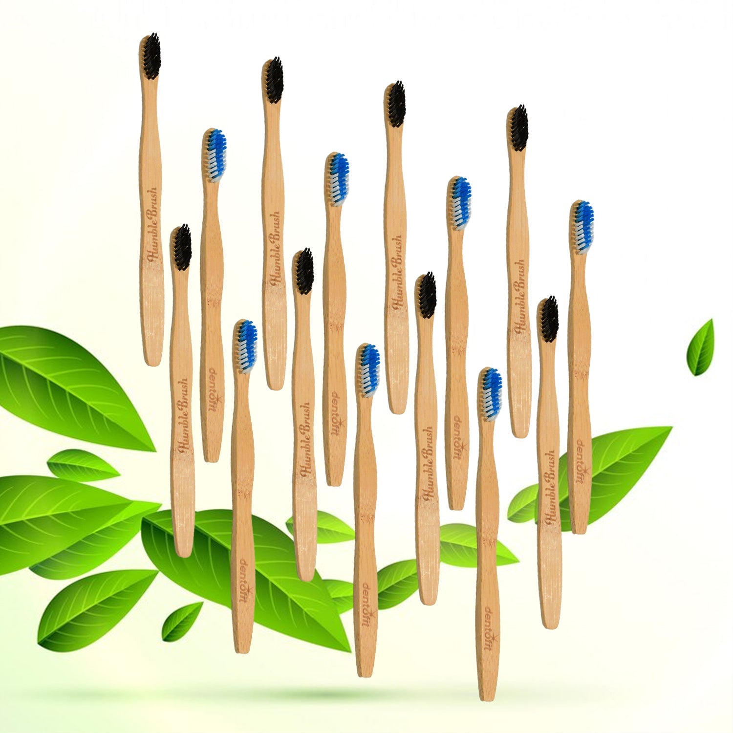 13032 Bamboo Wooden Toothbrush Soft Toothbrush Wooden Child Bamboo Toothbrush Biodegradable Manual Toothbrush for Adult, Kids (15 pcs set / With Round Box)