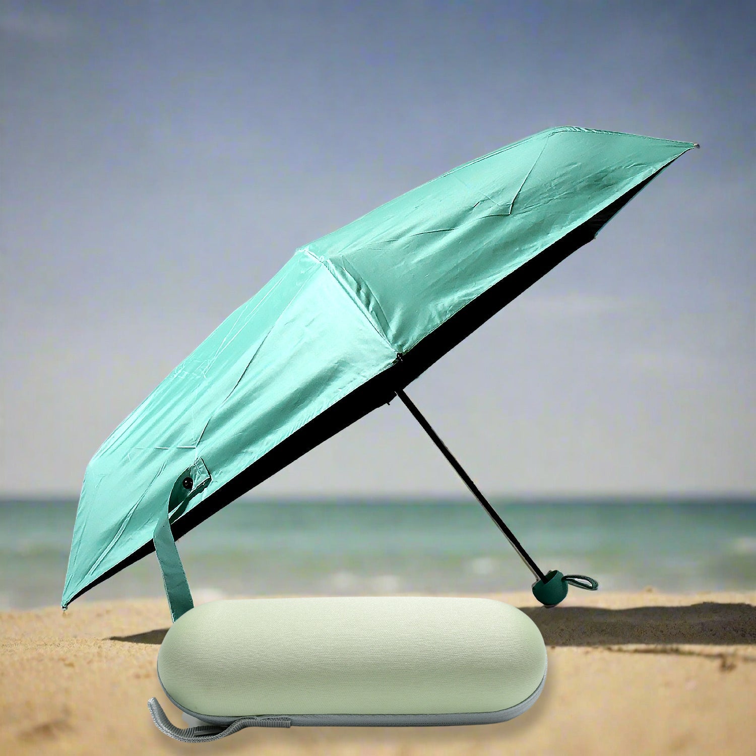 9534 5 Fold Manual Open Umbrella With Capsule Case | Windproof, Sunproof & Rainproof with Sturdy Steel Shaft & Wrist Straps | Easy to Hold & Carry | Umbrella for Women, Men & Kids