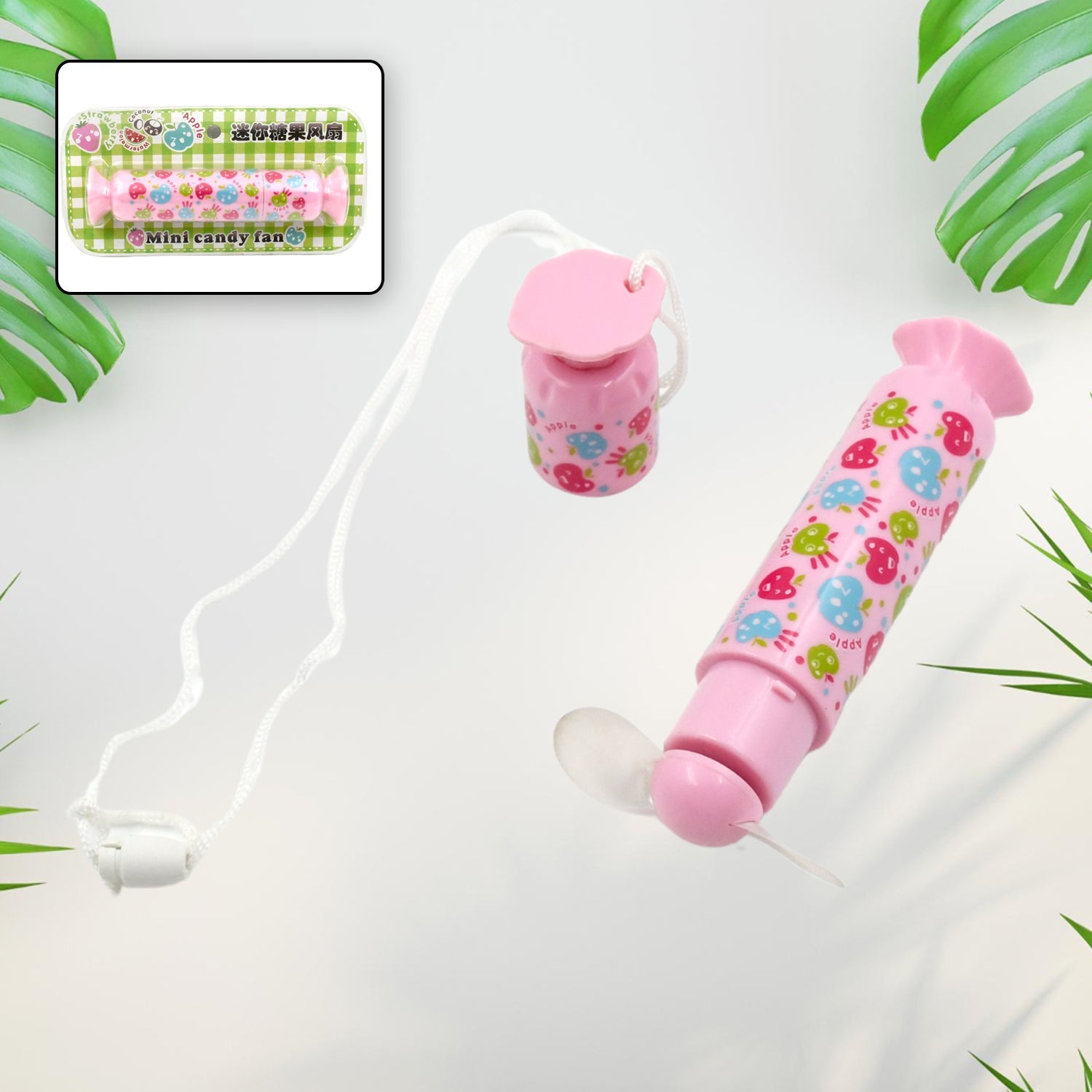 17724 Battery Operated Handheld Candy Mini Fan, Small Portable Fans for Travel and Vacation, Valentines Day Gift, Summer Gift for Travel Office Outdoor (1 pc / Battery Not Included)