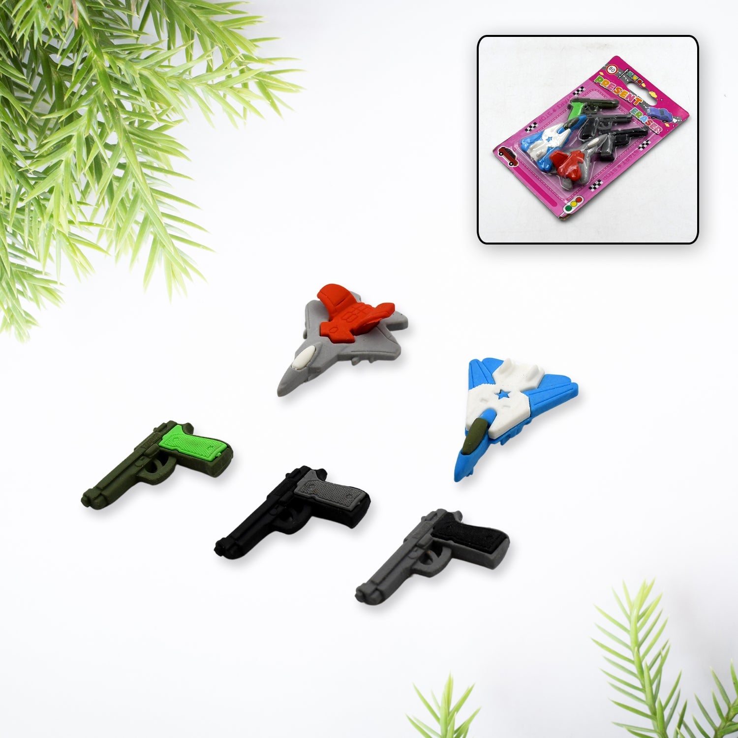 4571 Eraser for Kids| Gun & Plane Shape Eraser| Eraser Set Box| School Eraser| Stylish Eraser| Eraser for Kids School| Eraser for Artist| Cute| Birthday Gifts for Kids, Birthday Return Gifts (5 Pc set)