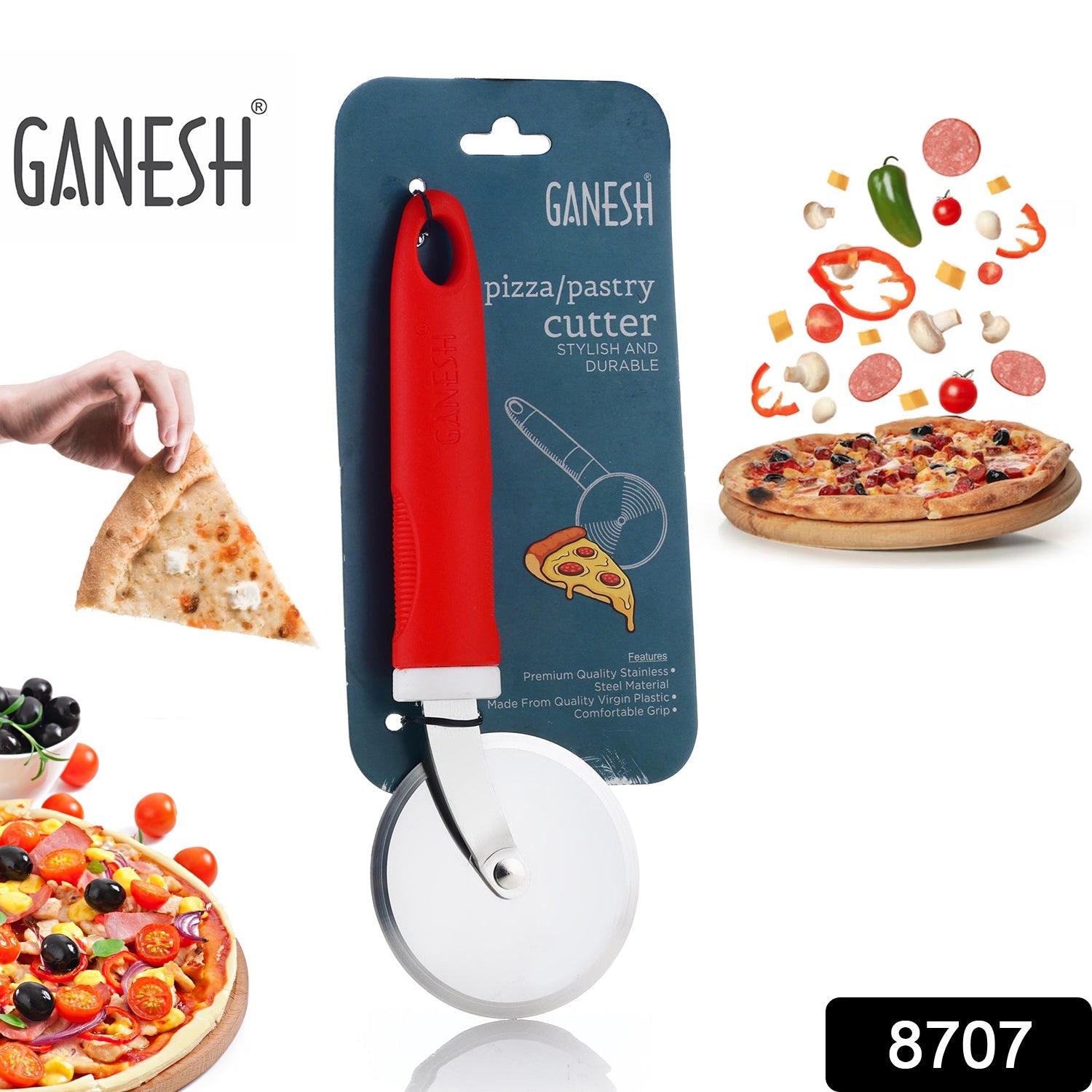 8707 Ganesh GANESH PIZZA / PASTRY CUTTER Wheel Pizza Cutter (Stainless Steel)