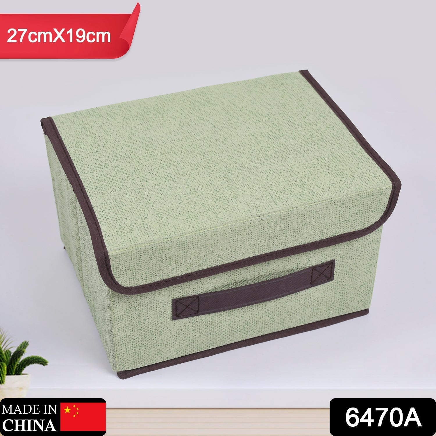 6470a Foldable Storage Box with Lid and Handles, Cotton and Linen Storage Bins and Baskets Organizer for Nursery, Closet, Bedroom, Home