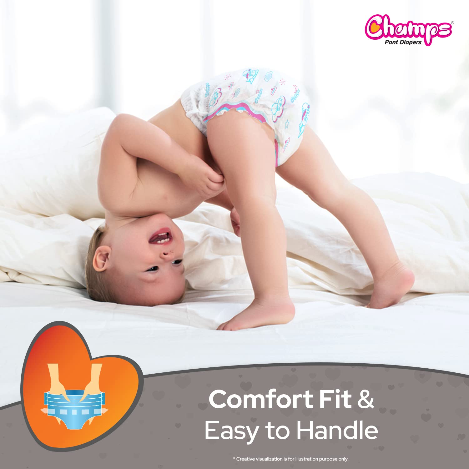 0961 Baby Diaper High Absorbent Pant Diapers, Champs Soft and Dry Baby Diaper Pants Xl 54 Pcs (Extra Large , XL54 Pieces)