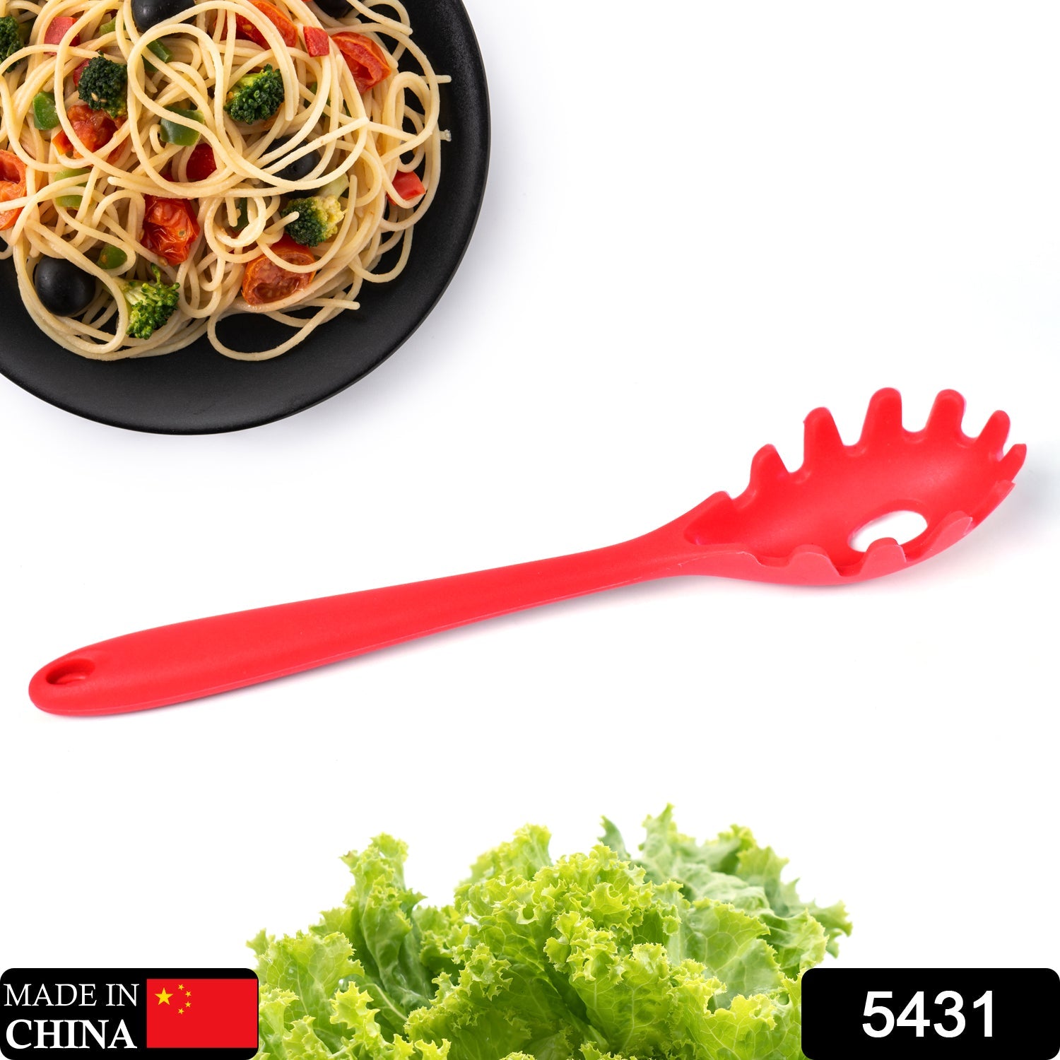 5431 Silicone Spaghetti Spoon Pasta Spoon Easy Clean for Your Home Restaurant (22cm)