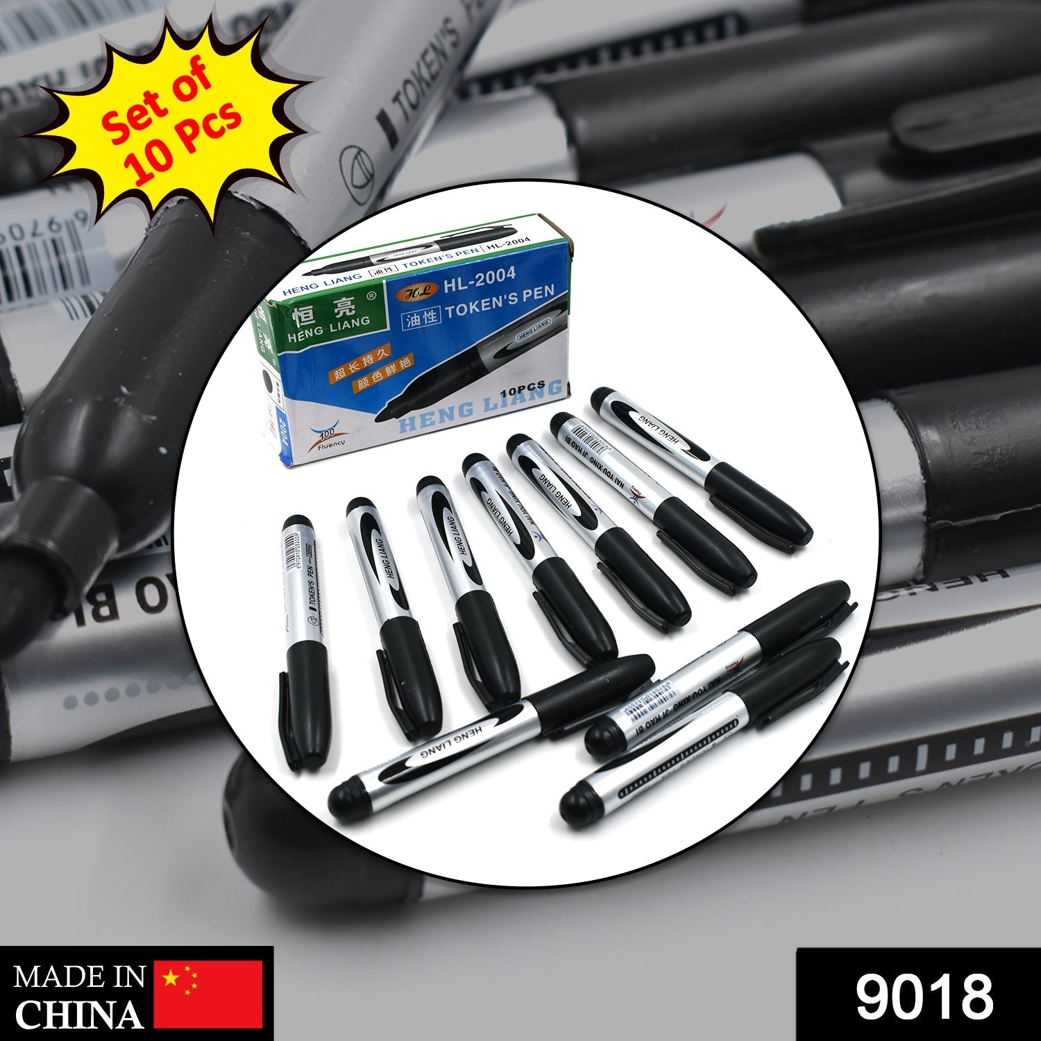 9018 10 Pc Black Marker used in all kinds of school, college and official places for studies and teaching among the students.