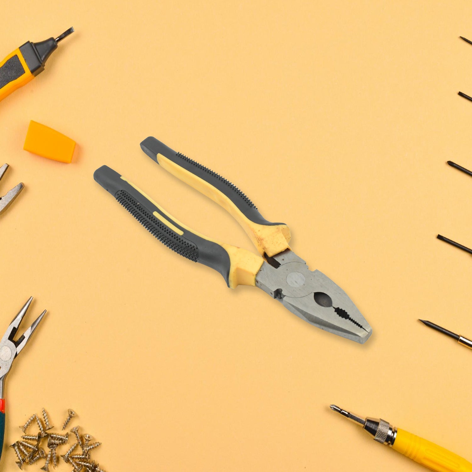 1698 Wire Beading Featured Repair Tool Serrated reliable efficacy Jaws Combination Cutting Plier, Sturdy Steel Combination Plier for Home & Professional Use 1pc