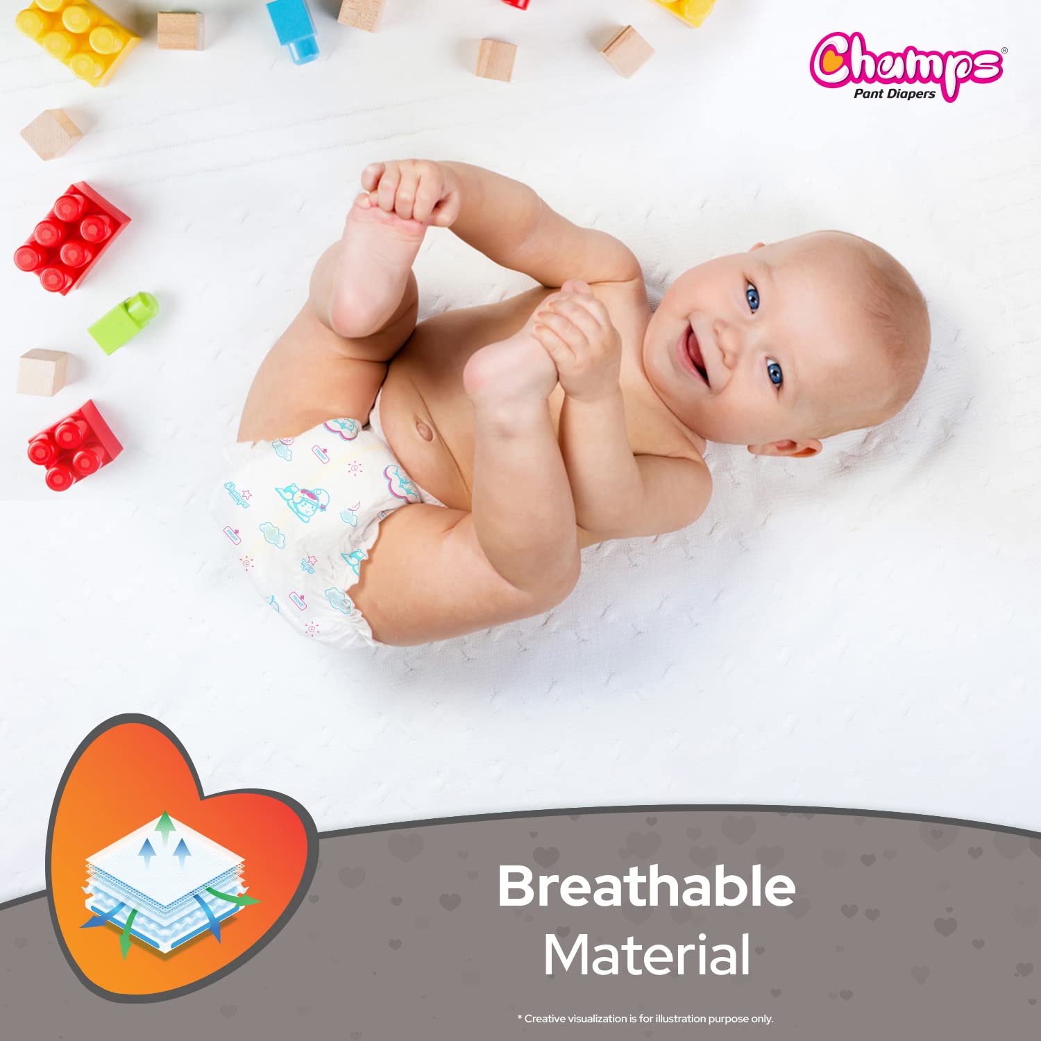 0961 Baby Diaper High Absorbent Pant Diapers, Champs Soft and Dry Baby Diaper Pants Xl 54 Pcs (Extra Large , XL54 Pieces)