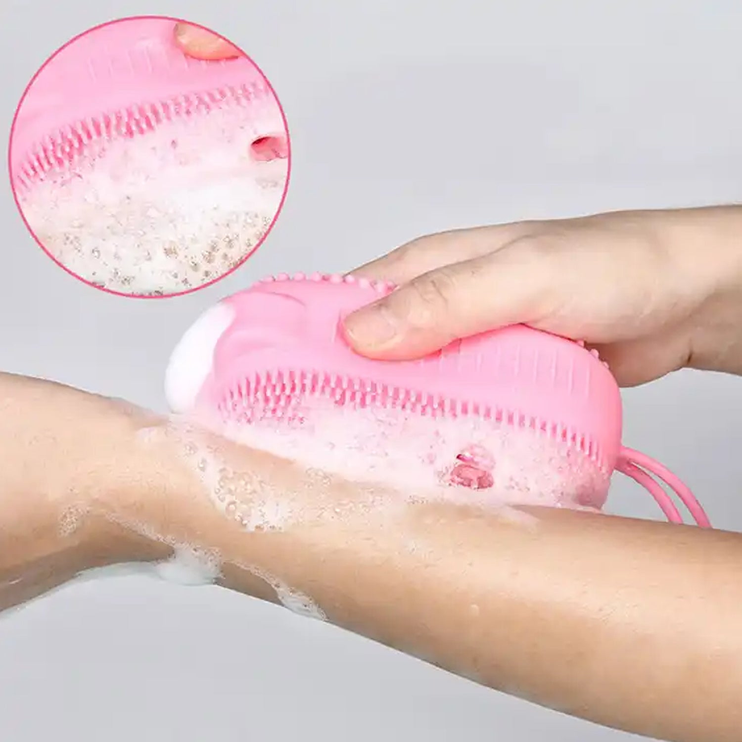 1436 Silicone Super Soft Silicone Bath Brush Double-Sided Body Scrubber Brush for Deep Cleasing Exfoliating, Ultra-Soft Scrubber(1 pc)