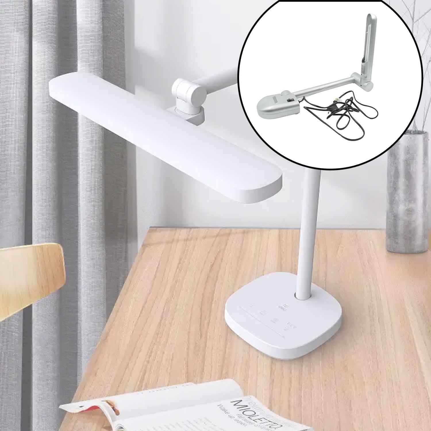 4153 Multifunctional LED Desk Lamp Dimmable Office Lamp Children’s Student Desk Lamp Reading Lamp White Eye-Caring Desk Light, Energy Saving Desk Lamp Table Lamp - Study Desk Lamp (1 Pc)