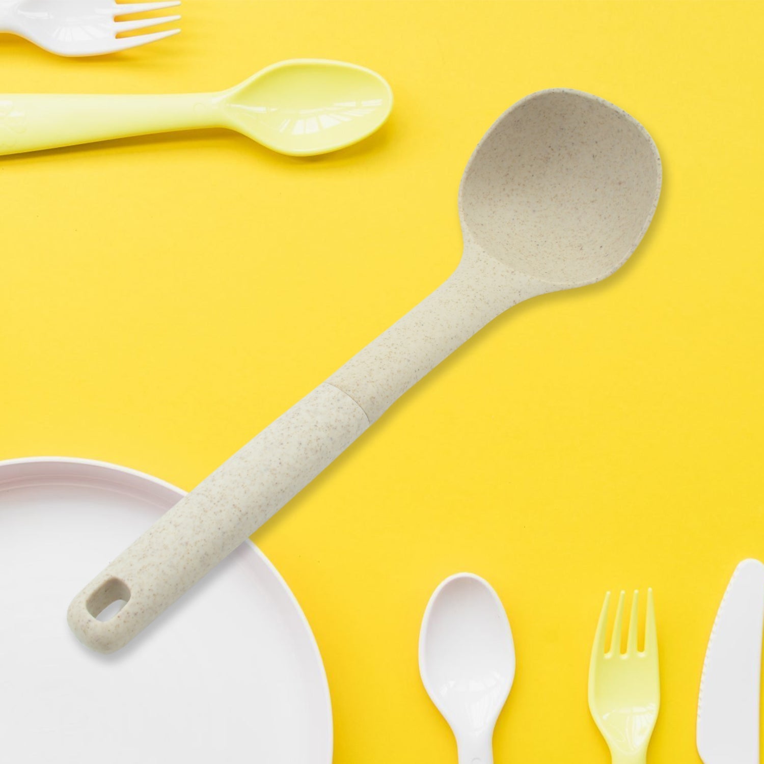 Plastic Kitchen Accessories Whisk , Pasta Spoon & Soup Spoon Heat Resistant Non Stick Spoons Kitchen Cookware Items (1 Pc )