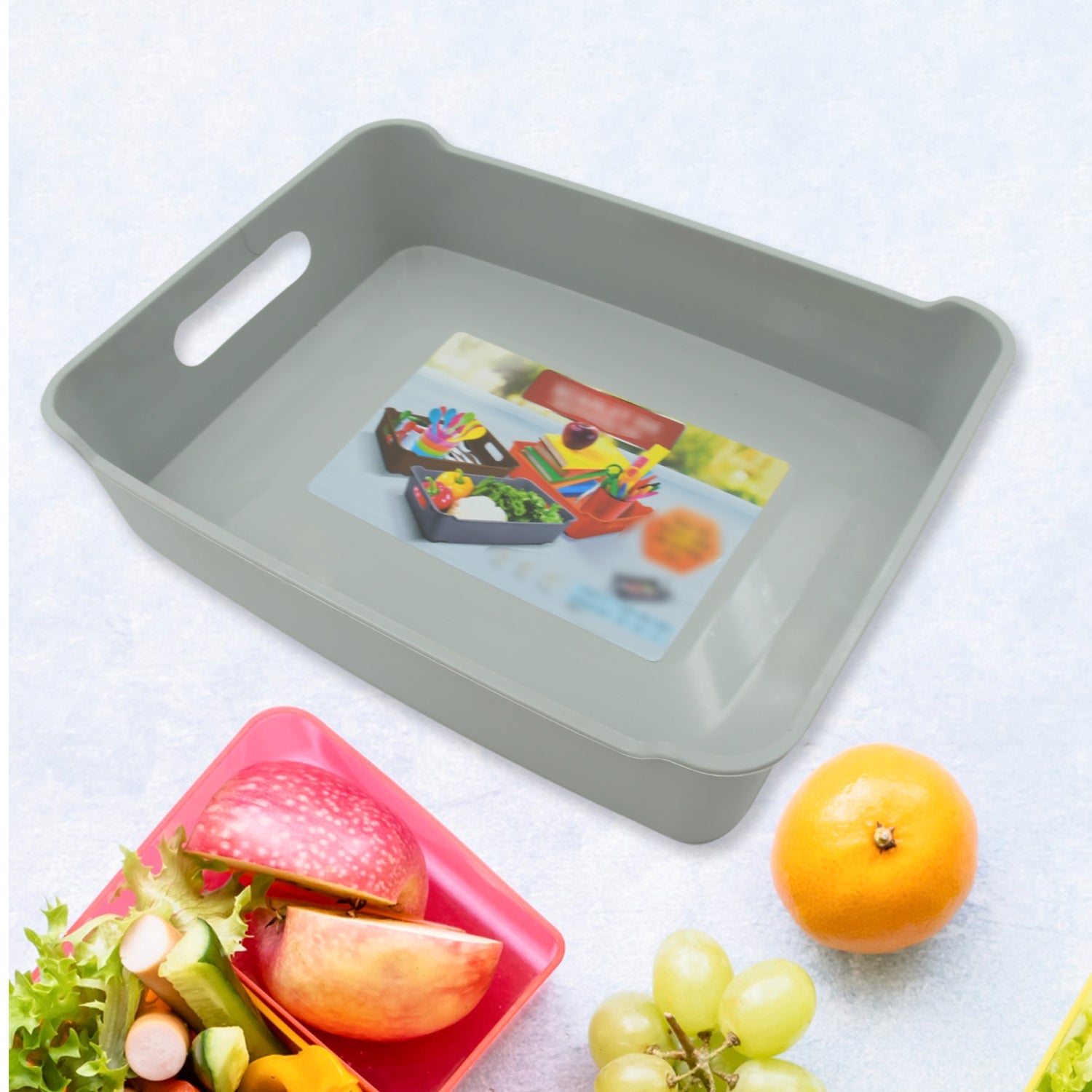 3645 Multipurpose Organising & Storage Plastic Tray, Fruit & Vegetable/ Multi Purpose Tray, Organizer for Kitchen, Countertop, Cabinet, Bathroom Plastic Storage Basket For Store Fruits, Vegetables, Magazines, Cosmetics, Stationary Set of 3