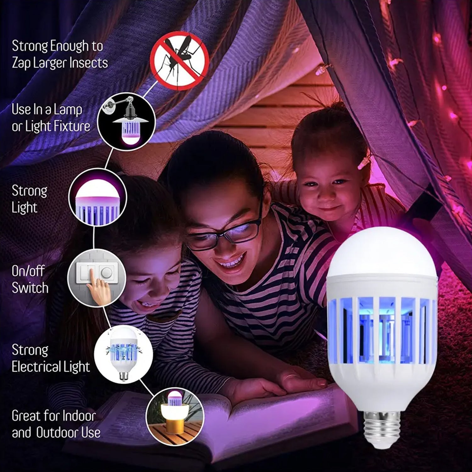 12W & 15W Mosquito Killer Lamp E27 Summer Moths Flying Insects Led Zapper Mosquito Killer Lamp Light Bulb Household