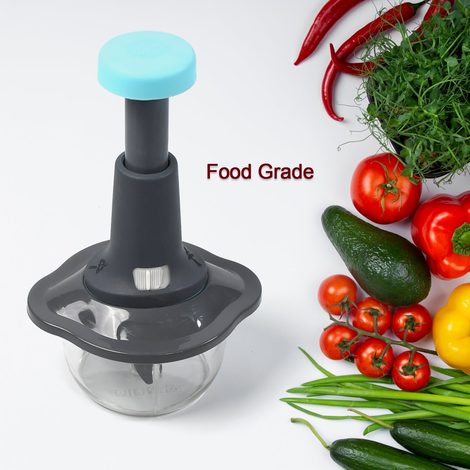 5329 Push Chopper Manual Food Chopper and Hand Push Vegetable Chopper, Cutter, Mixer Set for Kitchen with 3 Stainless Steel Blade