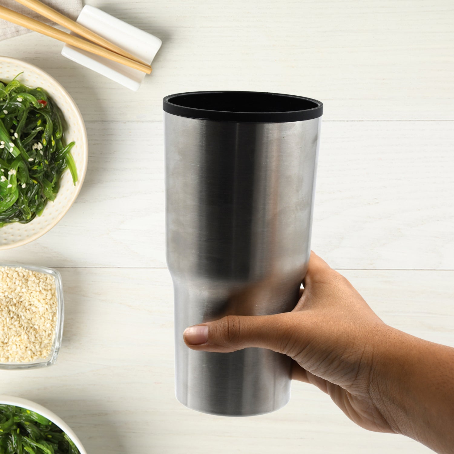 5961 STAINLESS STEEL VACUUM GLASS INSULATED GLASS COFFEE CUPS DOUBLE WALLED TRAVEL MUG, CAR COFFEE MUG (Without Lid)