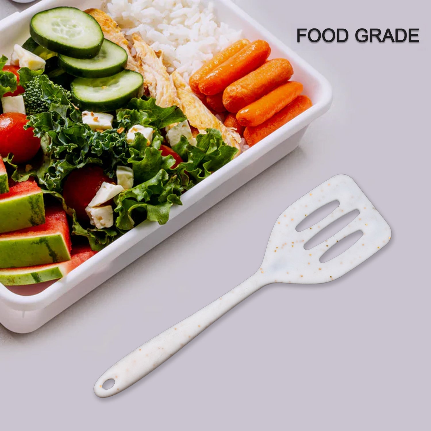 5422 Silicone Turner Spatula/Slotted Spatula High Heat Resistant to 480°F, Hygienic One Piece Design, Non Stick Kitchen Utensil for Fish, Eggs, Pancakes (21cm)