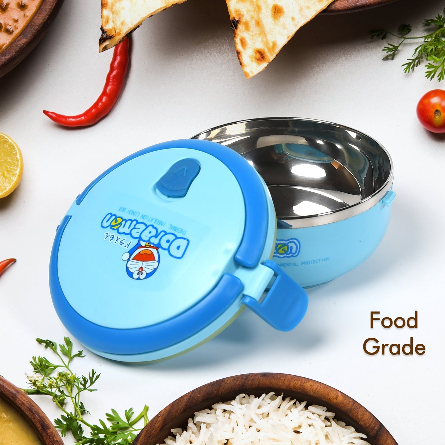 2874A Single Layer Doraemon Steel Lunch Box High Quality Premium Lunch Box For Office & School Use