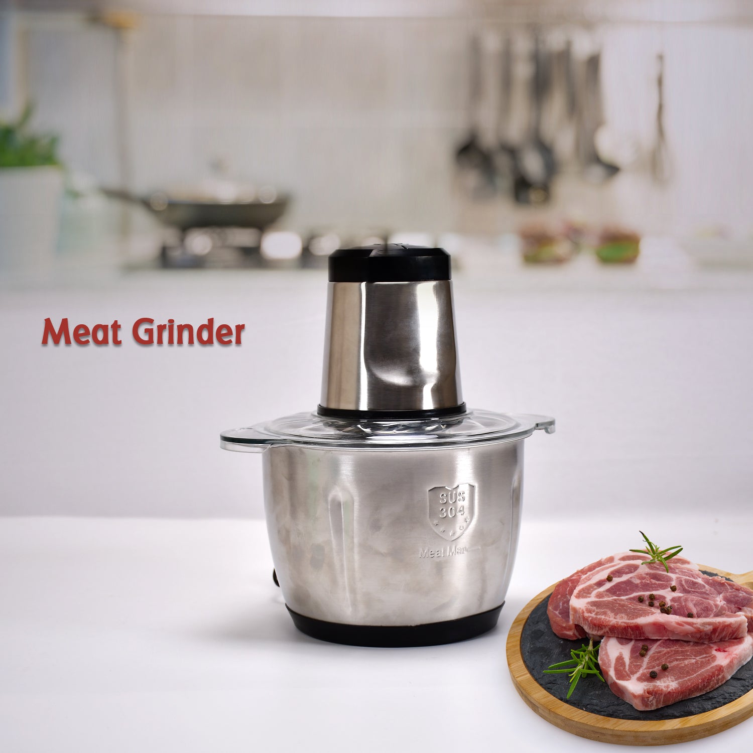 2363 Stainless Steel Electric Meat Grinders with Bowl Heavy for Kitchen Food Chopper, Meat, Vegetables, Onion , Garlic Slicer Dicer, Fruit & Nuts Blender (3L, 300Watts)
