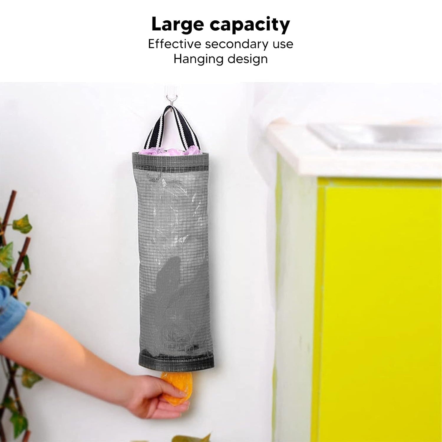Hanging Waste Bag Holder, Garbage Bag Storage Bag, Widening Handle Hanging Sturdy for Store Garbage Bags Home Store Debris Kitchen, Bedroom Large Capacity for Restaurant (1 Pc)