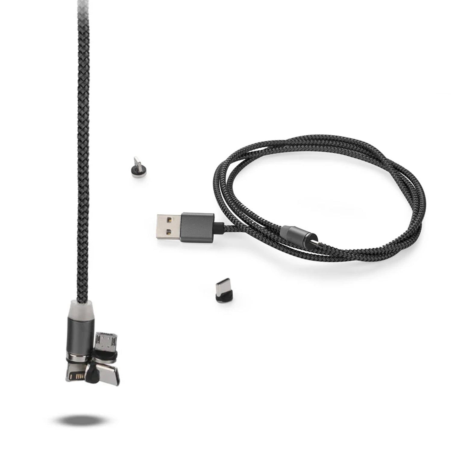 12520 Magnetic Charging Cable 3 in 1 Metal Magnetic Micro USB Type C Lighting Cable with LED, Multiple Charging Adapters for All Android and all Smartphones (Compatible with All Android and iPhone Smartphones, Tablet, PC, Mobile