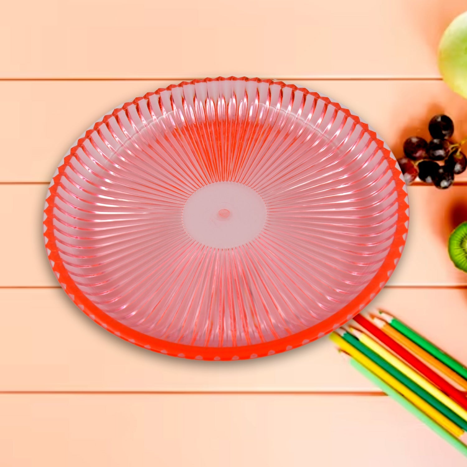 Round Plastic Dinner Plate / Tray / Snacks / Breakfast Plate friendly Plastic Plate for Kids Party Supplies Birthday Holiday Party Dinnerware Supplies (1 Pc)