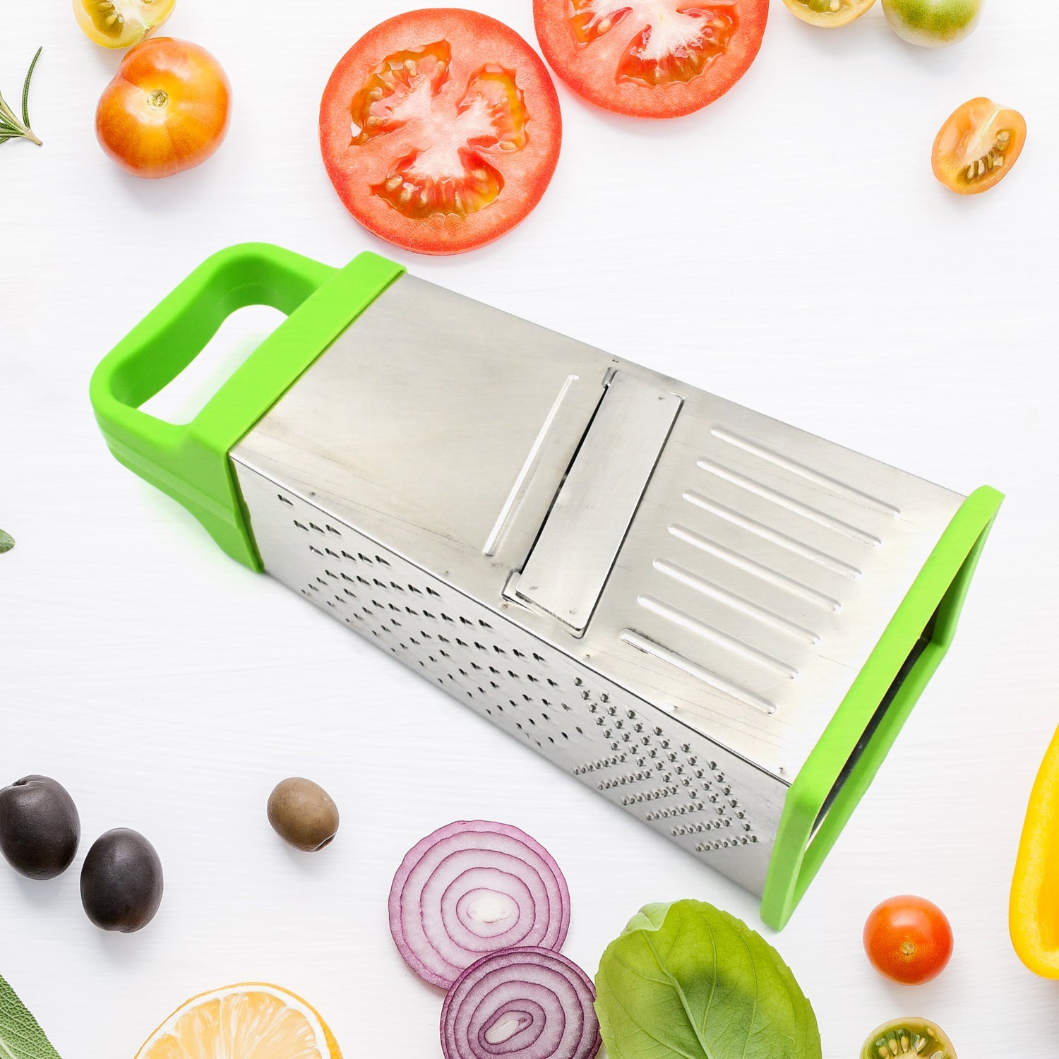 5585 Miracle 5 In 1 Multifunctional Stainless Steel, Cheese Grater With Handle Stainless Steel Material Food Grater For Carrot, Cheese, Panner, Lemon or orange Peel and other Vegetable & Fruit