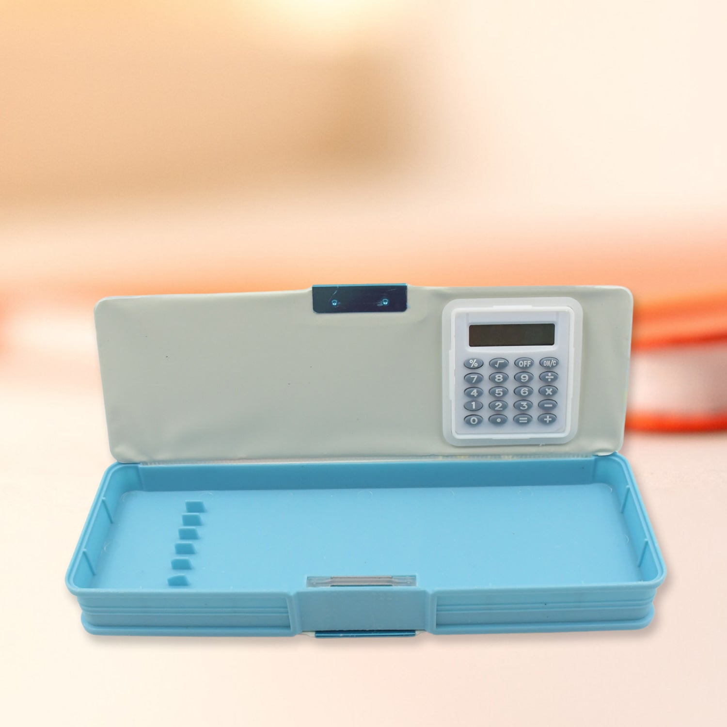 4257 Double Sided Magnetic Geometry Box, Pencil Box with Calculator for Boys Art Plastic Pencil Box for Girls and Boys