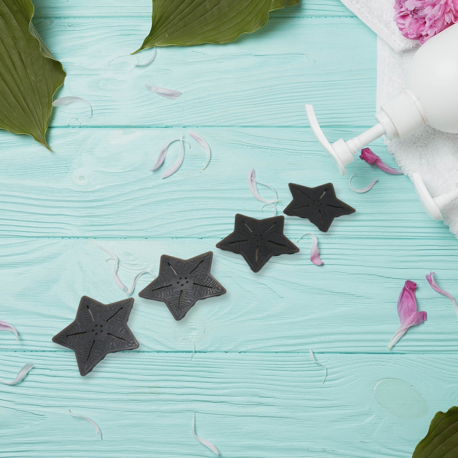 Mini Pvc Anti-Slip Bat Mat Non Slip Baby Bath Mats, Mini Child Safety Anti Slip Shower Mats Star,& Leaf Shaped for Kids (4 pc Set)