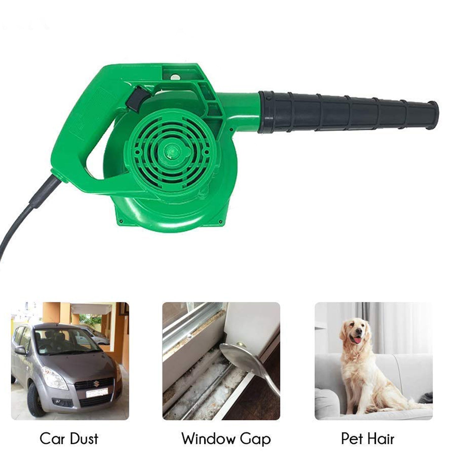 3158 650V Blower Portable rifel Range Heavy Duty air Blower, Electric Air Blower for Home/Office/Car/Pc/Computer Dust/Garage/Patio/Garden Leaf/Trash Cleaning (350W, 2.3 m3/min, 13000 RPM, Green)