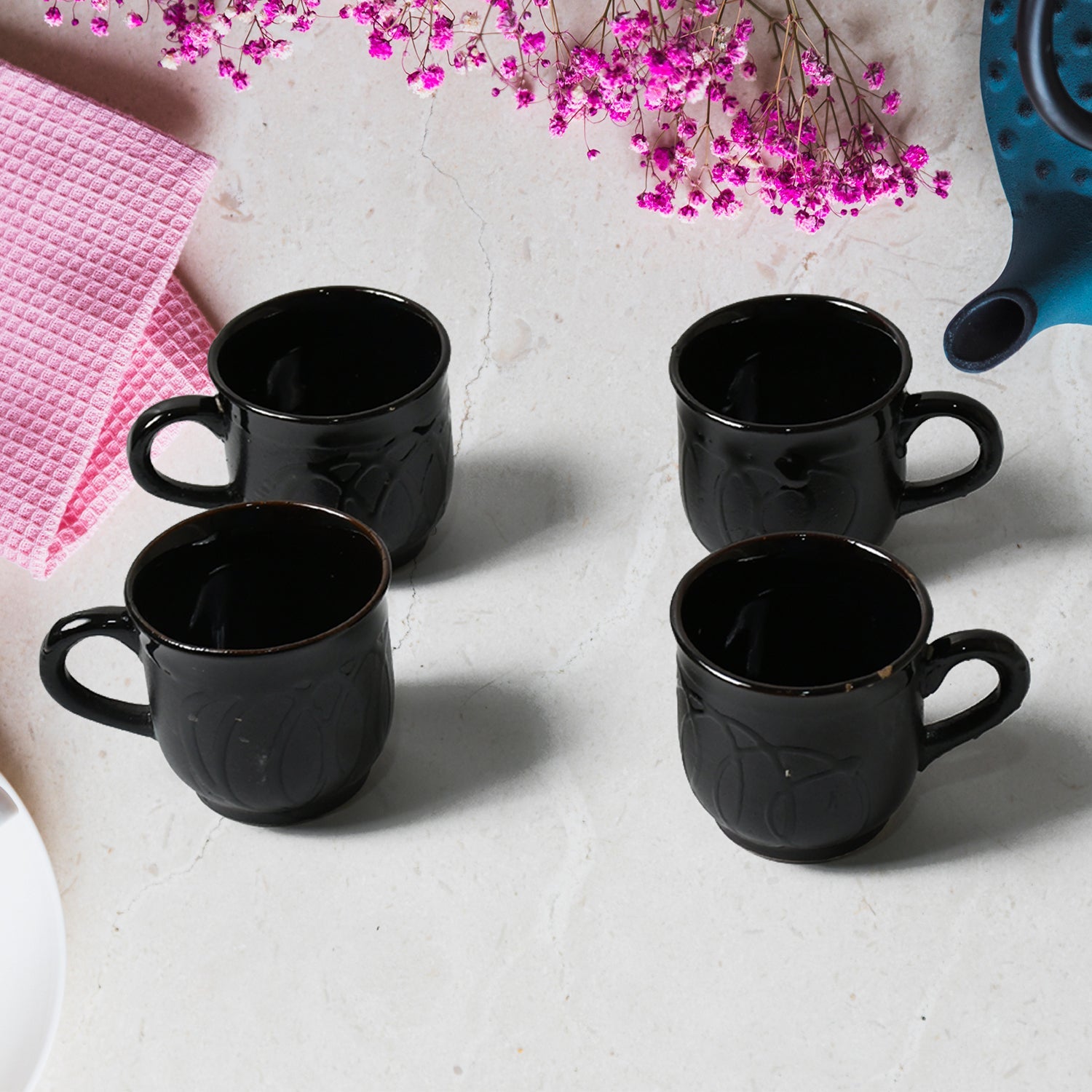 8245 Pine Party Ceramic Tea / cups / Mug Set With Pineapple Shape Serving Bowl Milk Cup, Coffee Cup, Tea Cup, Breakfast Cup, Drinking Mug or Outdoor for Household, Gift for Birthday, Wedding Party (5 Pcs set)