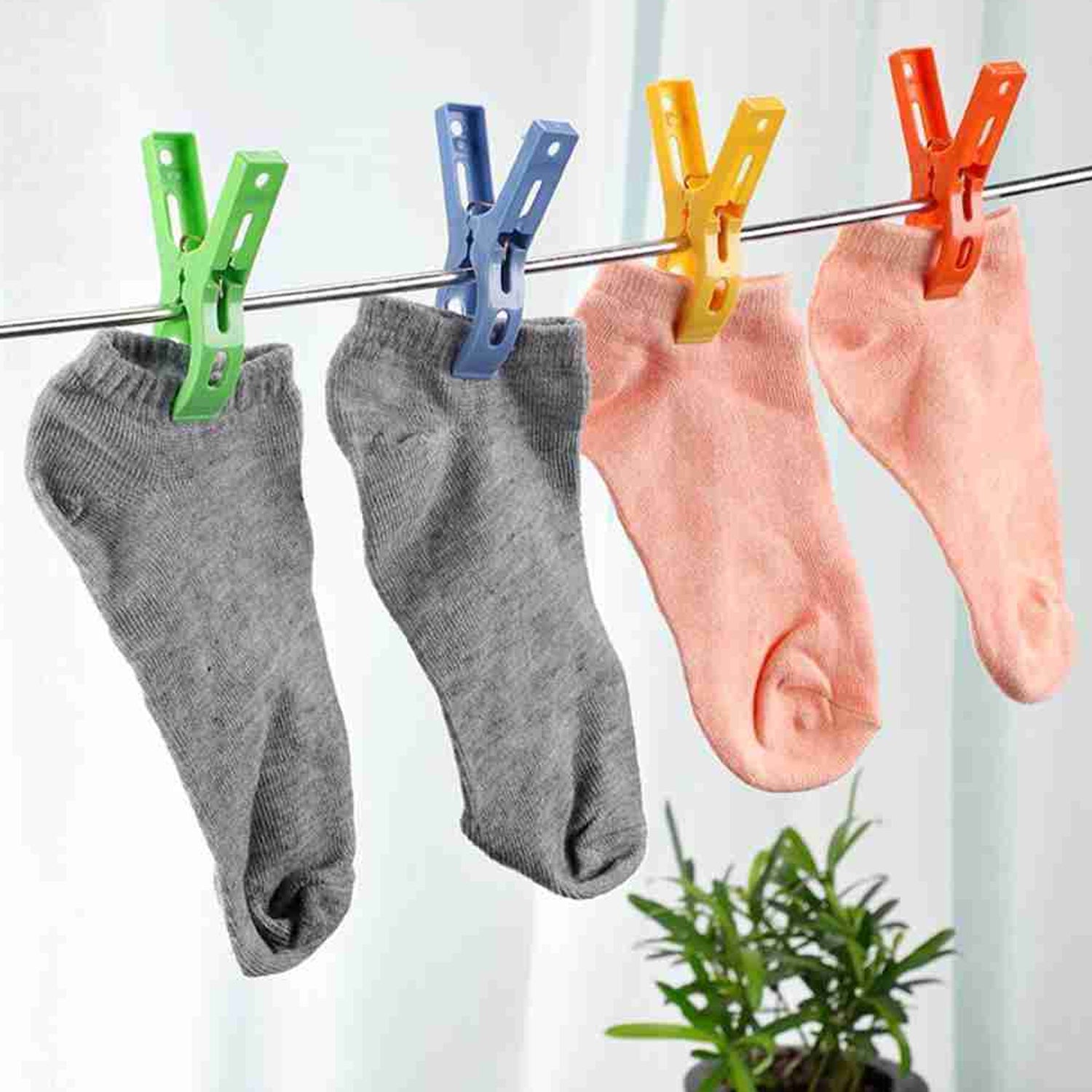 7893A MULTIFUNCTION PLASTIC HEAVY QUALITY CLOTH HANGING CLIPS, PLASTIC LAUNDRY CLOTHES PINS SET OF 16PC