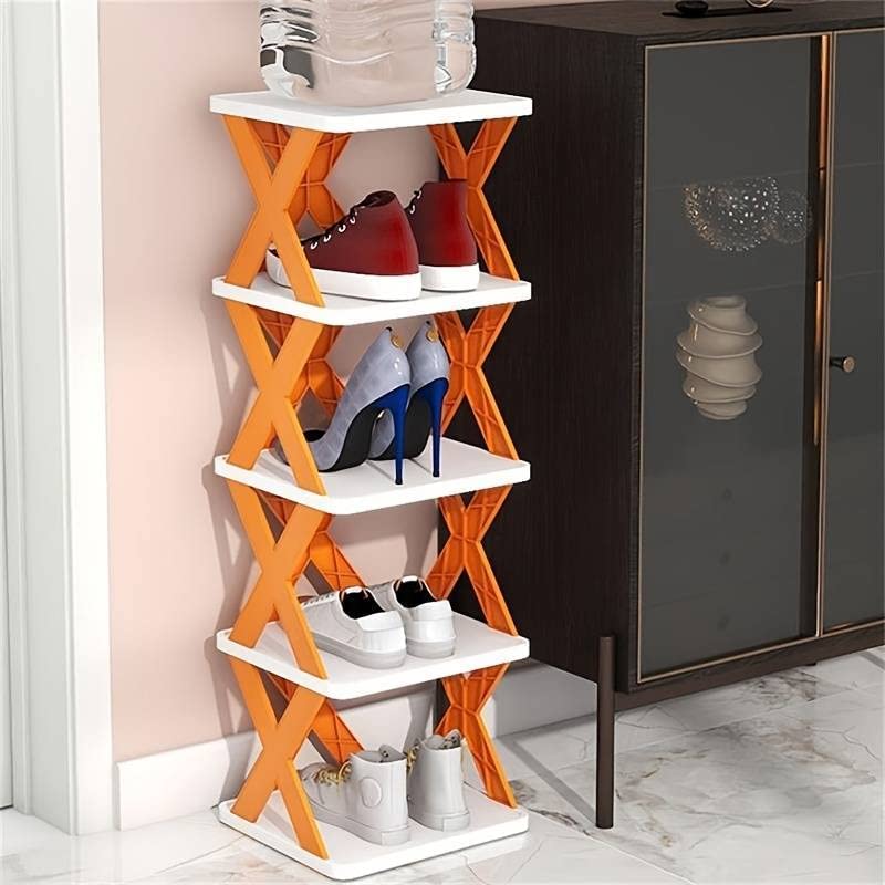 9054A 5 Tier Shoes Stand, Shoe Tower Rack Suit for Small Spaces, Closet, Small Entryway, Easy Assembly and Stable in Structure, Corner Storage Cabinet for Saving Space