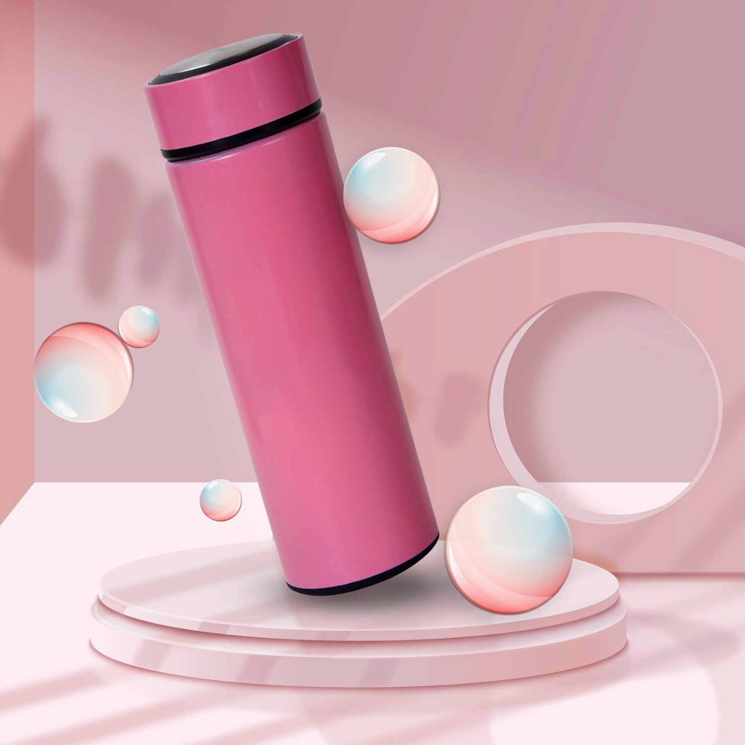 12994 Smart Vacuum Insulated Water Bottle with LED Temperature Display, Cold & Hot | Leak Proof | Office Bottle | Gym | Home | Kitchen | Hiking | Trekking | Travel Bottle (Mix Color & Design / 500 ML)