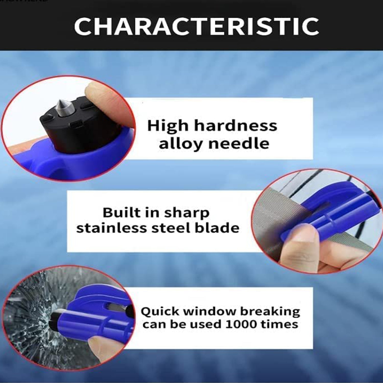 8761 2 in 1 Emergency Safety Cutter with Key Chain, Small Portable Handy Emergency Safely Glass Breaking & Seat Belt Cutting Keychain Tool