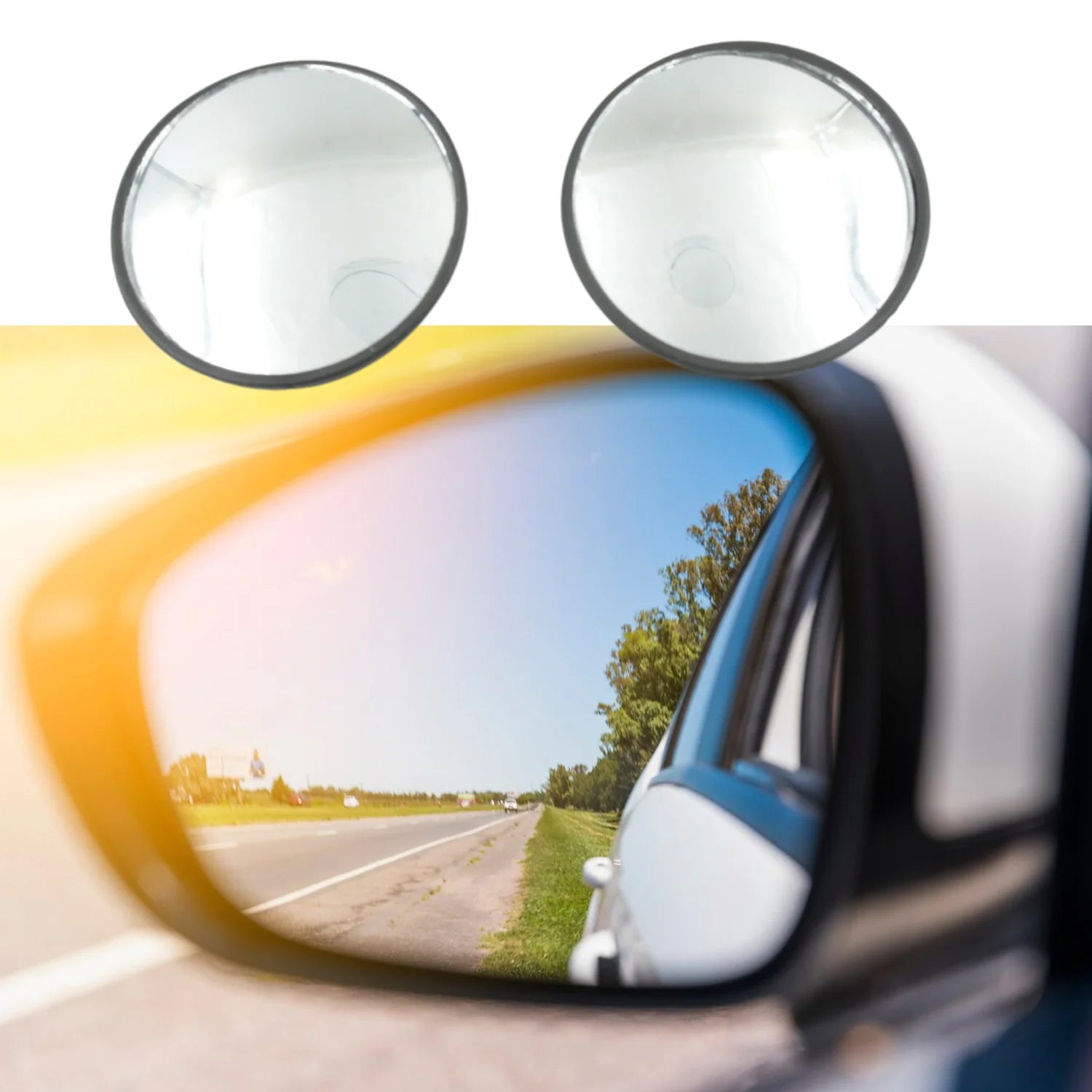 9538 Car Blind Spot Side Mirror Round HD Glass Blindspot Mirror Convex Rear View Mirror, Car Mirror Accessories Suitable to All Cars, Frameless Design (2 Pcs Set)