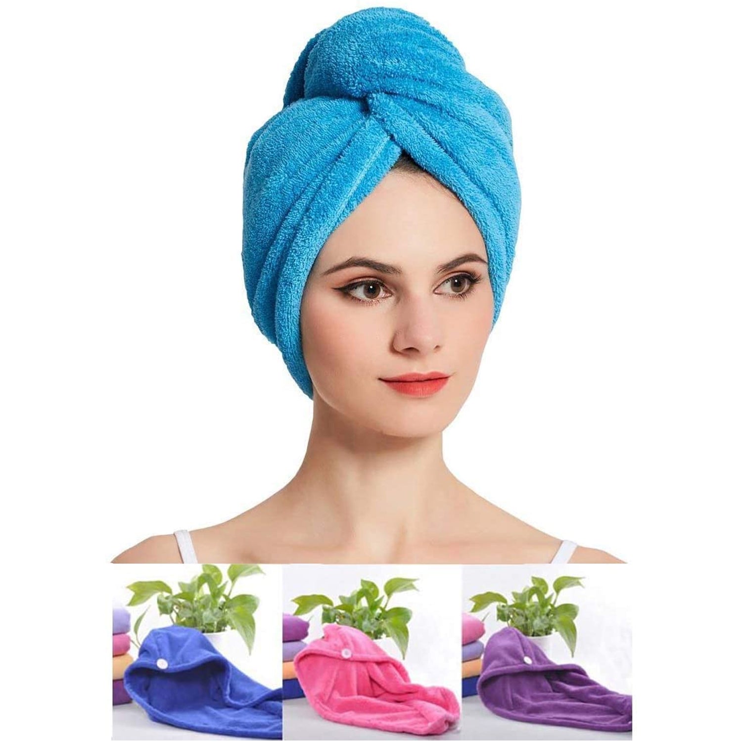 12600 Microfiber Hair Wrap Towel Cap, Quick Turban Hair-Drying Absorbent Microfiber Towel / Dry Shower Caps (1 Pc)