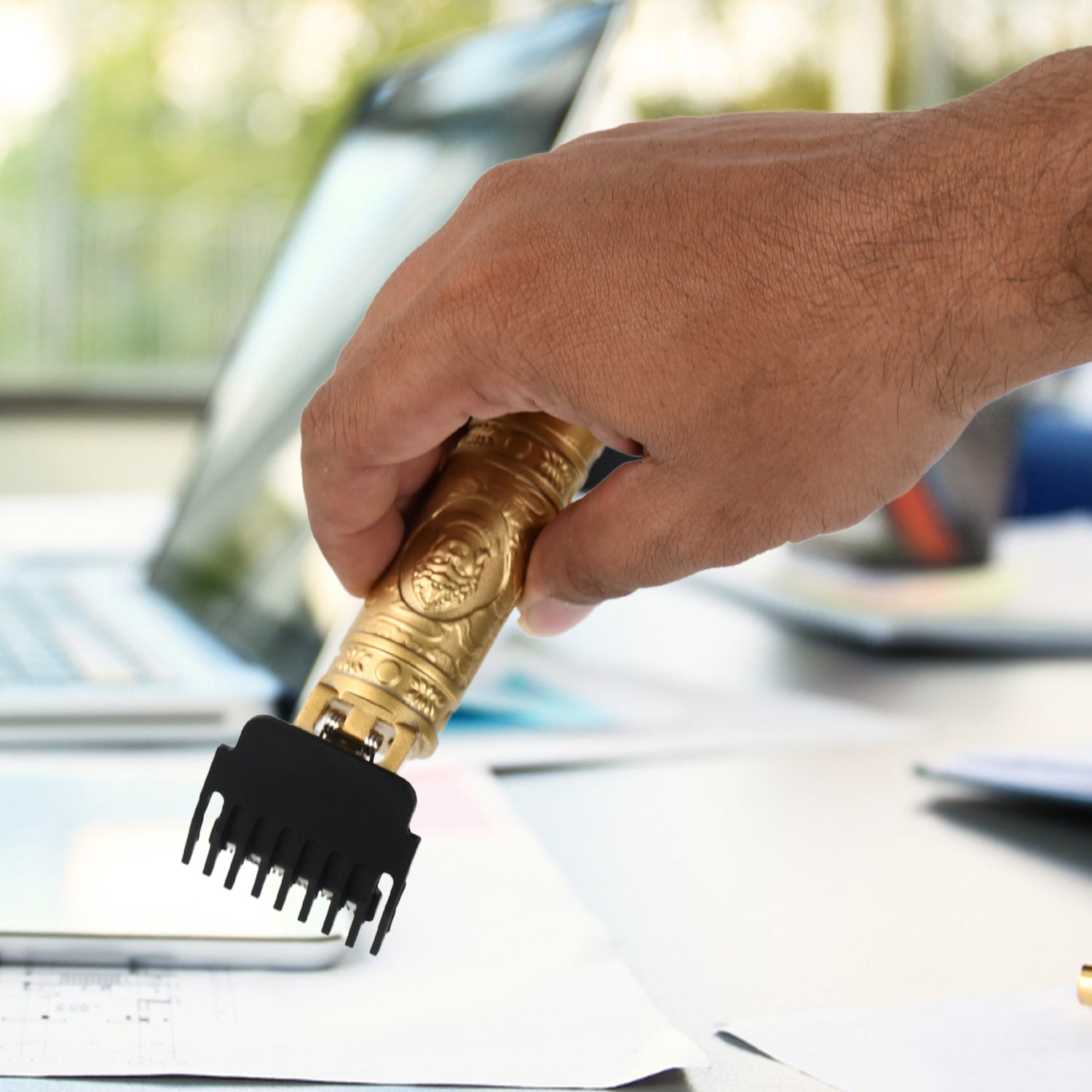 12839 Plastic Body Hair Trimmer for Men Hairstyle Trimmer, Professional Hair Clipper, Electric Shaving machine dry shaving for men - hair shaving and trimming beard With 4 adjustable blade clipper, Oil, Cleaning Brush