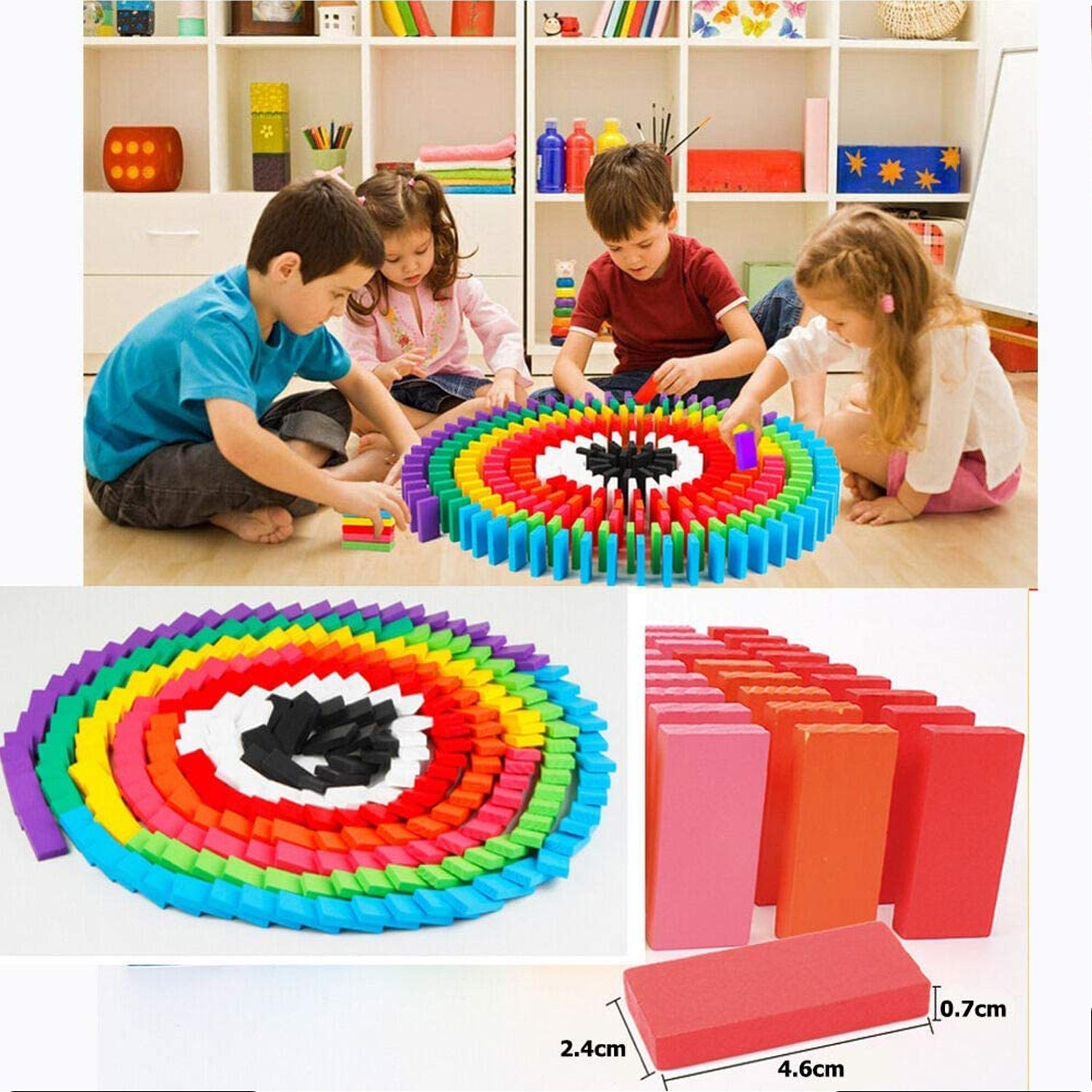 4439B 100PC DOMINO BLOCKS SET MULTICOLOR WOODEN TOY BUILDING INDOOR GAME TOY