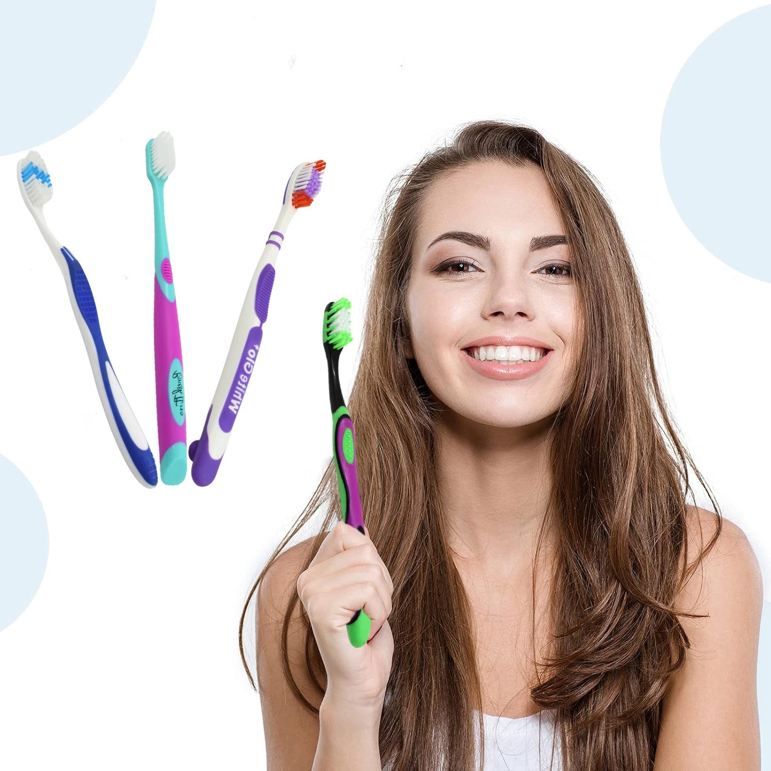 Soft Toothbrush With Plastic Round Box (10 pcs Set / Mix Color)