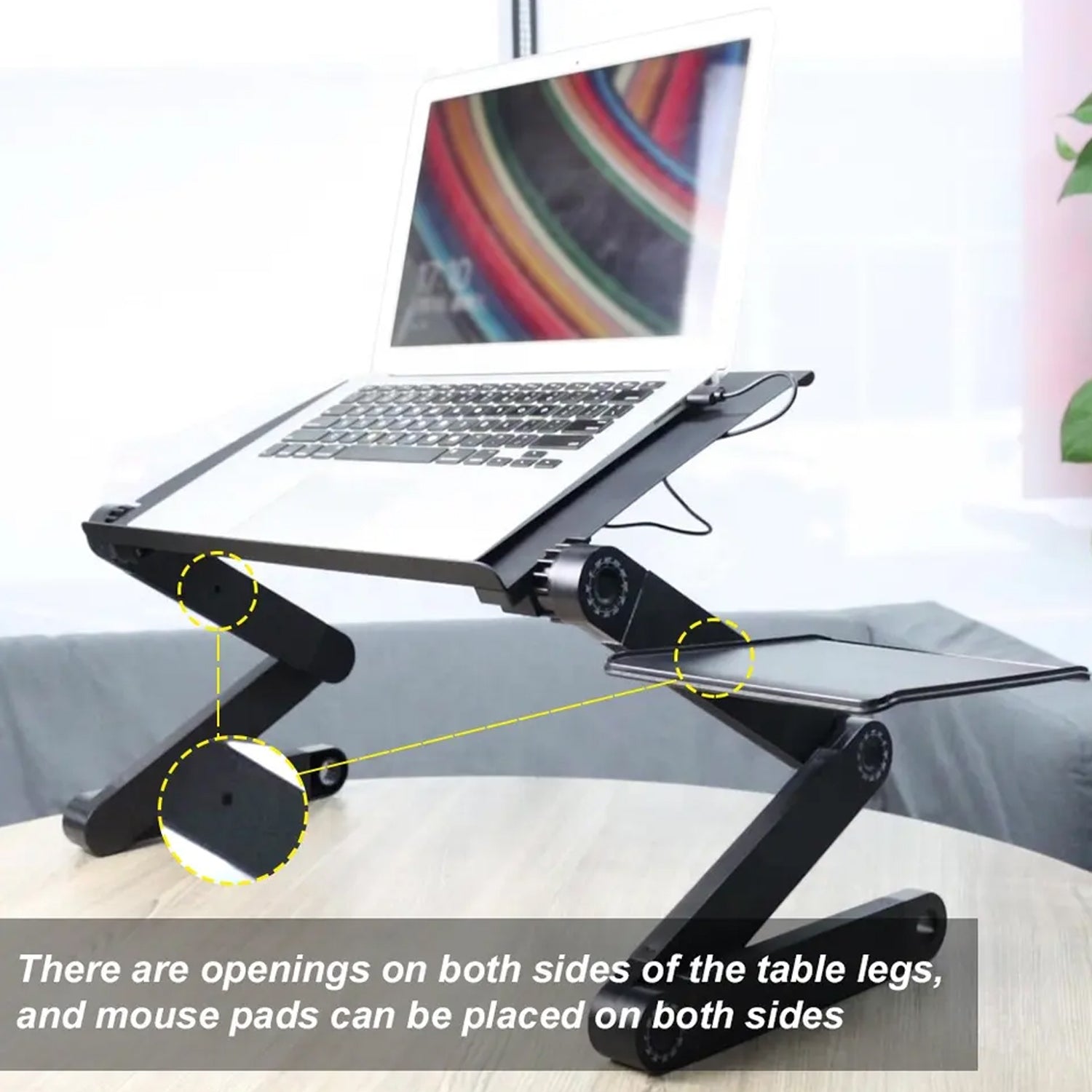 6925 Modern Style Portable Adjustable Foldable Laptop Holder Notebook Desks Lap PC Folding Desk Table Vented Stand 2 Built in Cooling Fans